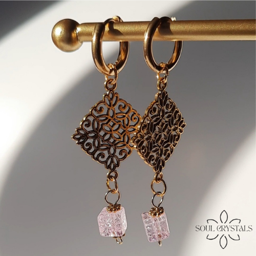 FLORA Ohrringe hellrosa goldfarben