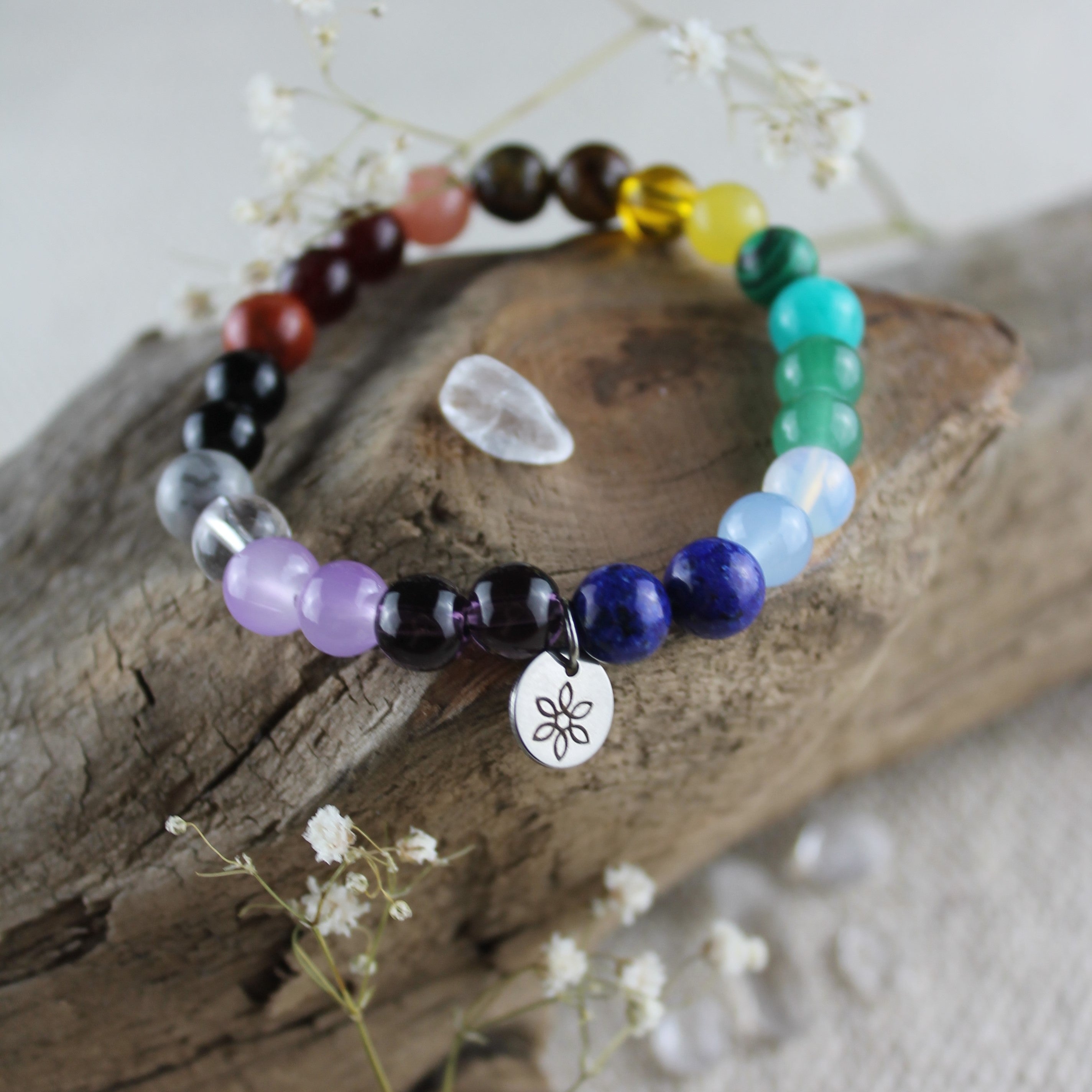 Chakra Edelsteinarmband gold- oder silberfarben Einheitsgröße