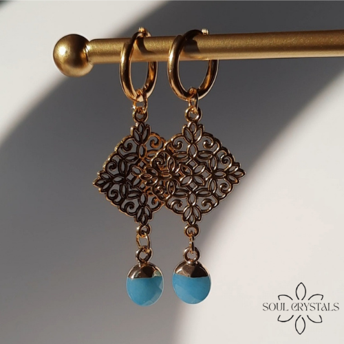 FLORA Ohrringe mit Aventurin goldfarben