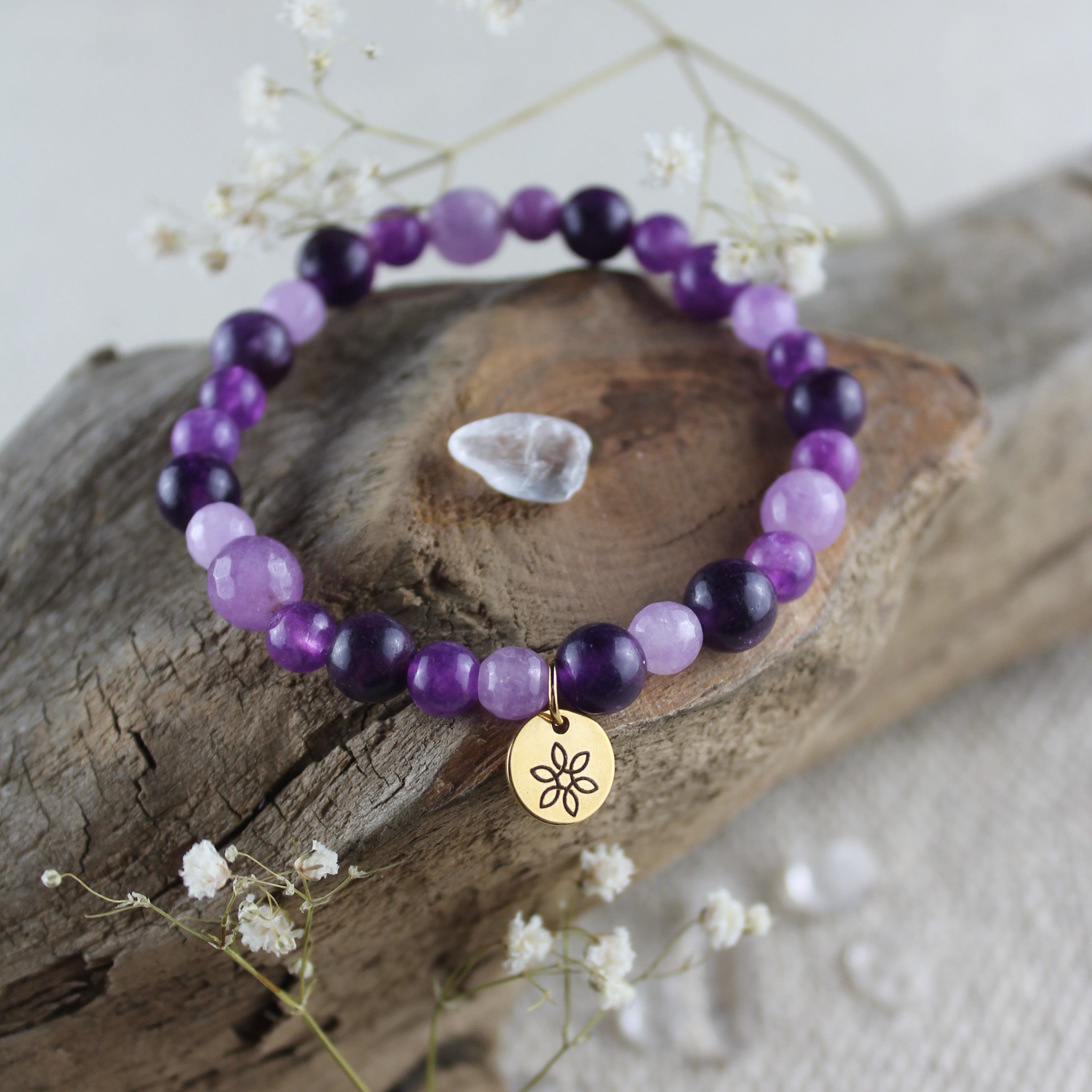 Amethyst Edelsteinarmband goldfarben
