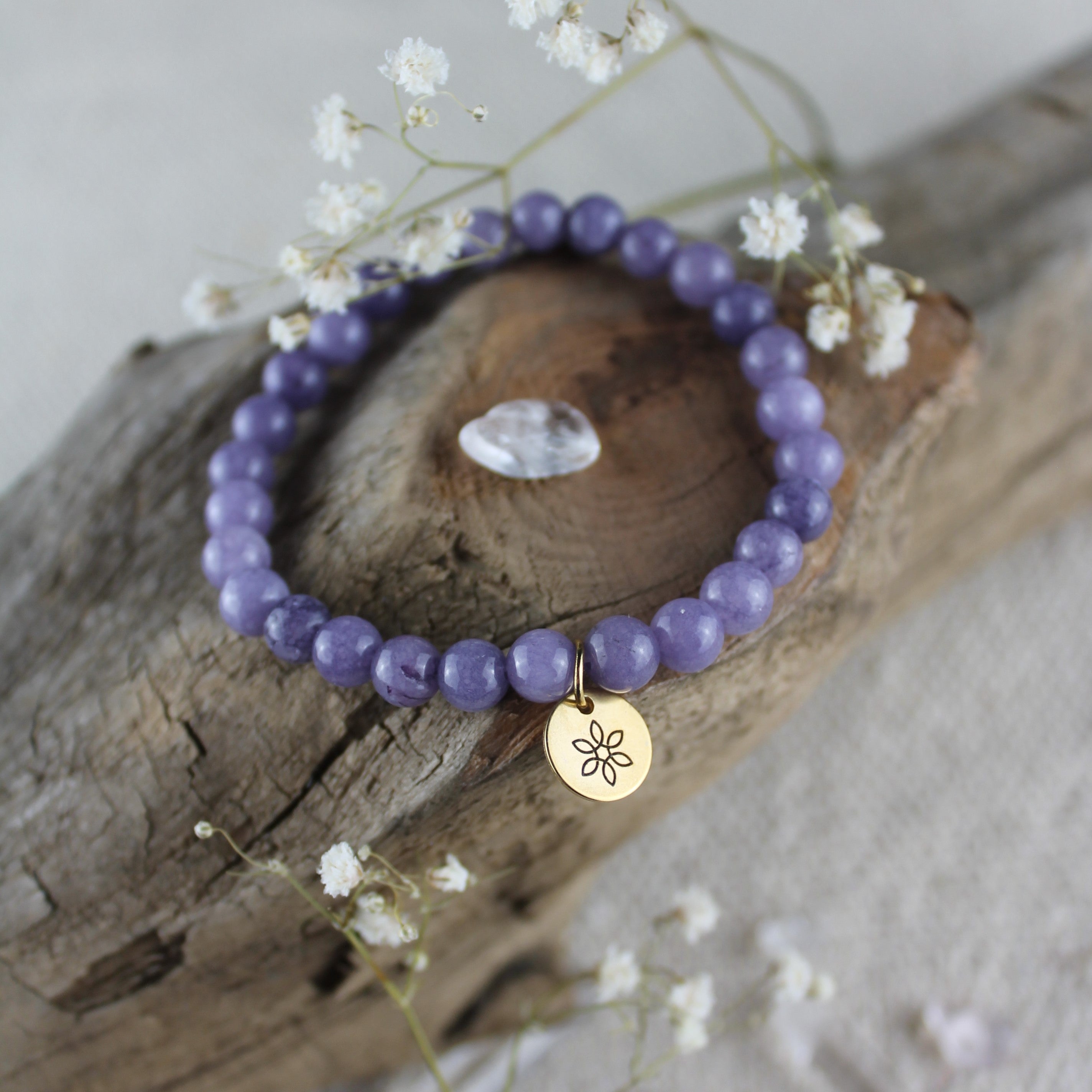 Amethyst Edelsteinarmband gold- oder silberfarben Einheitsgröße 6mm