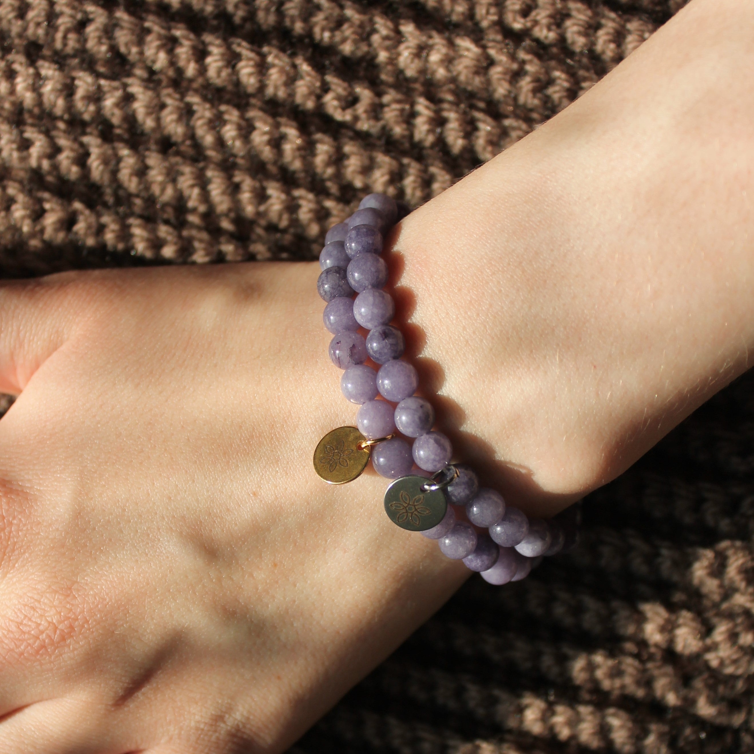 Amethyst Edelsteinarmband gold- oder silberfarben Einheitsgröße 6mm