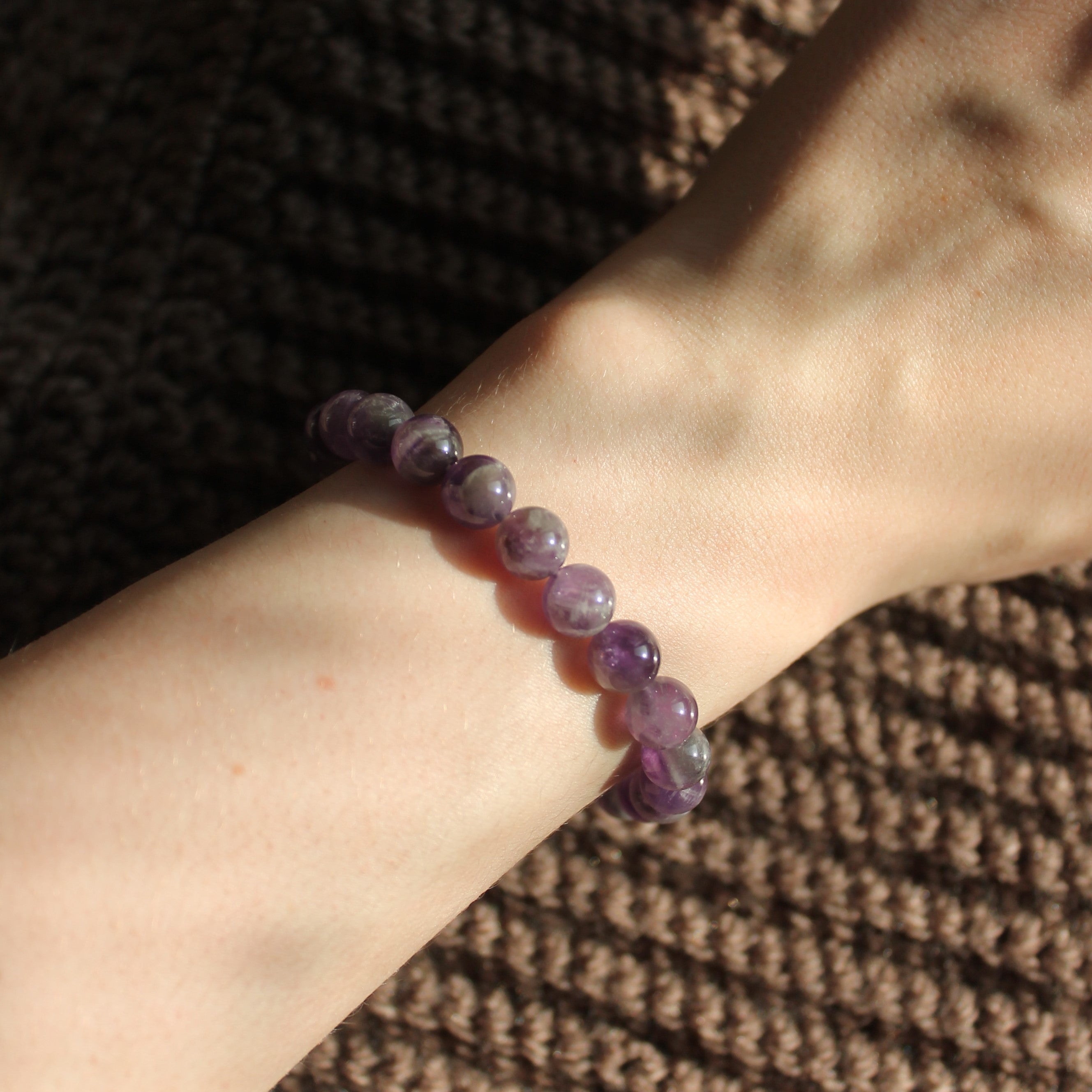 Amethyst Edelsteinarmband gold- oder silberfarben Einheitsgröße 8mm