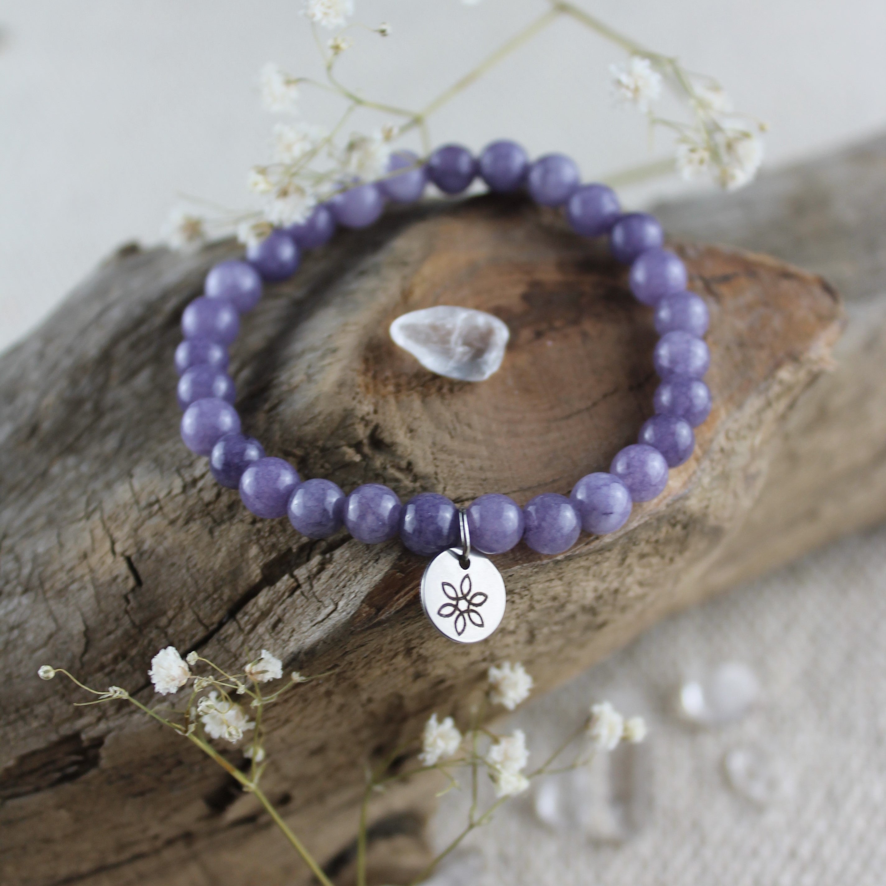 Amethyst Edelsteinarmband gold- oder silberfarben Einheitsgröße 6mm