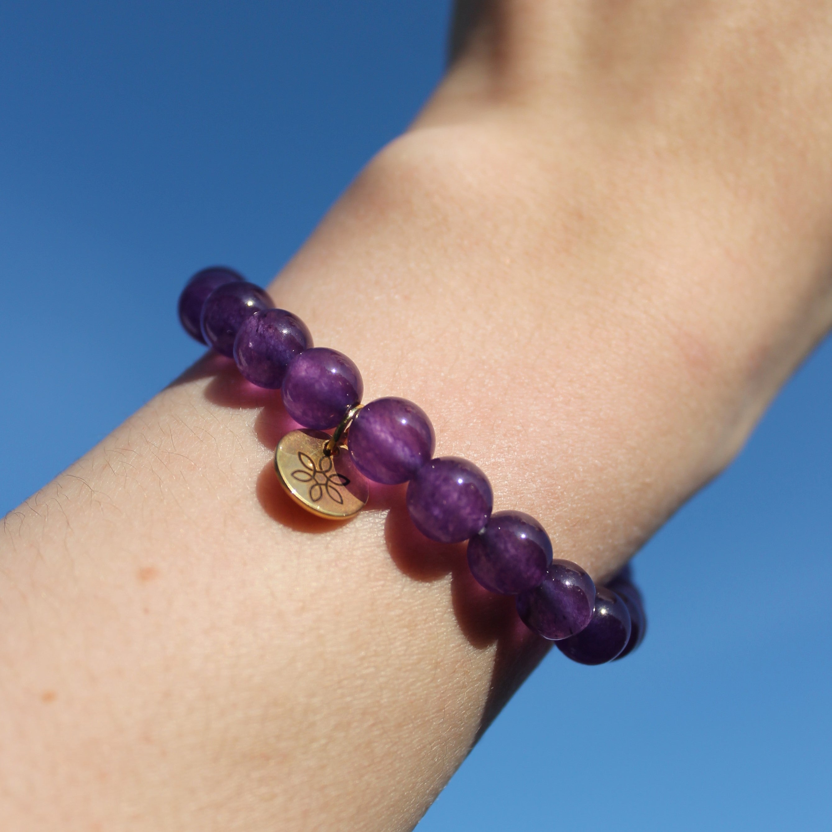 Amethyst Edelsteinarmband Hämatit Perle goldfarben