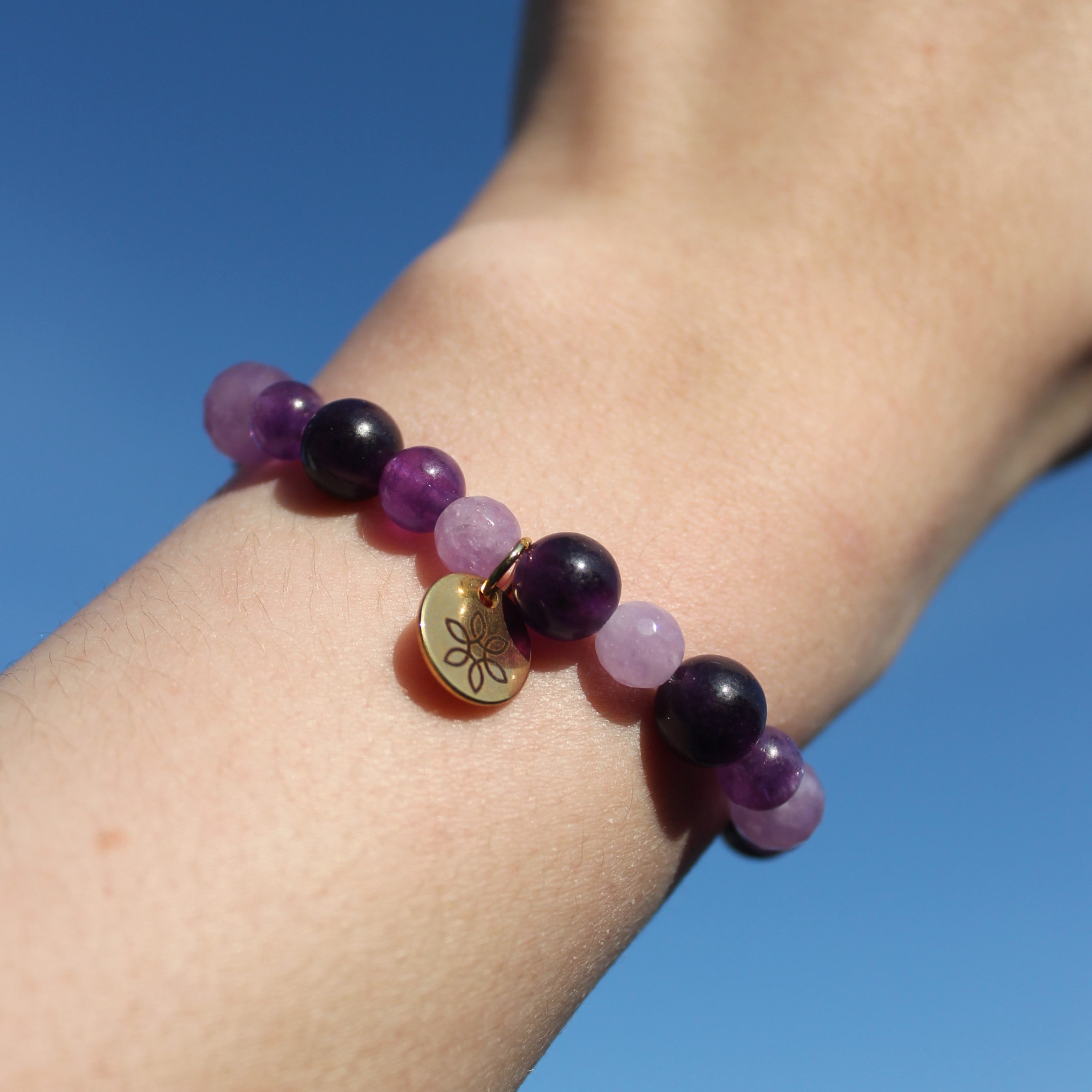 Amethyst Edelsteinarmband goldfarben