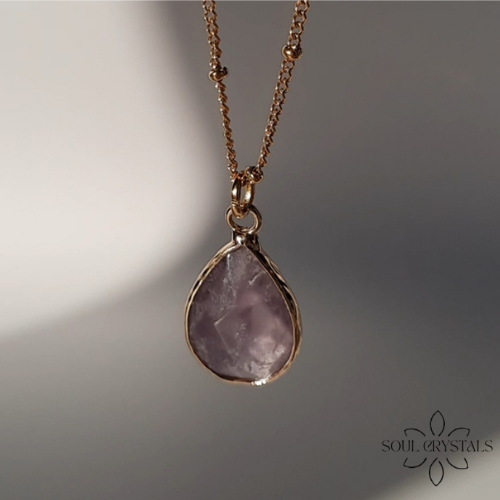 Amethyst Tropfen Edelsteinanhänger Kette goldfarben
