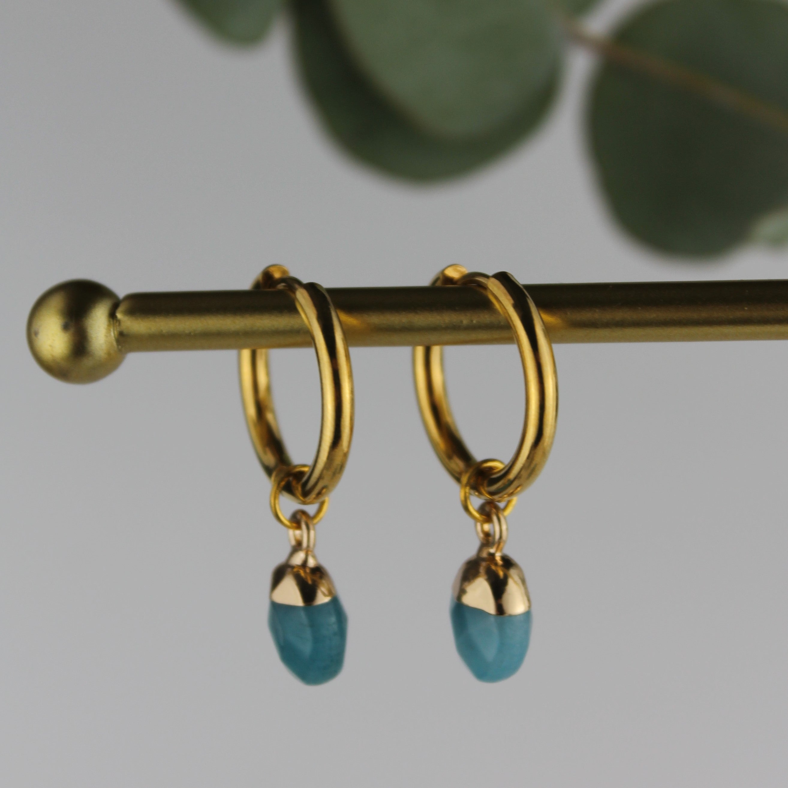 Aventurin Edelsteinohrringe oval goldfarben