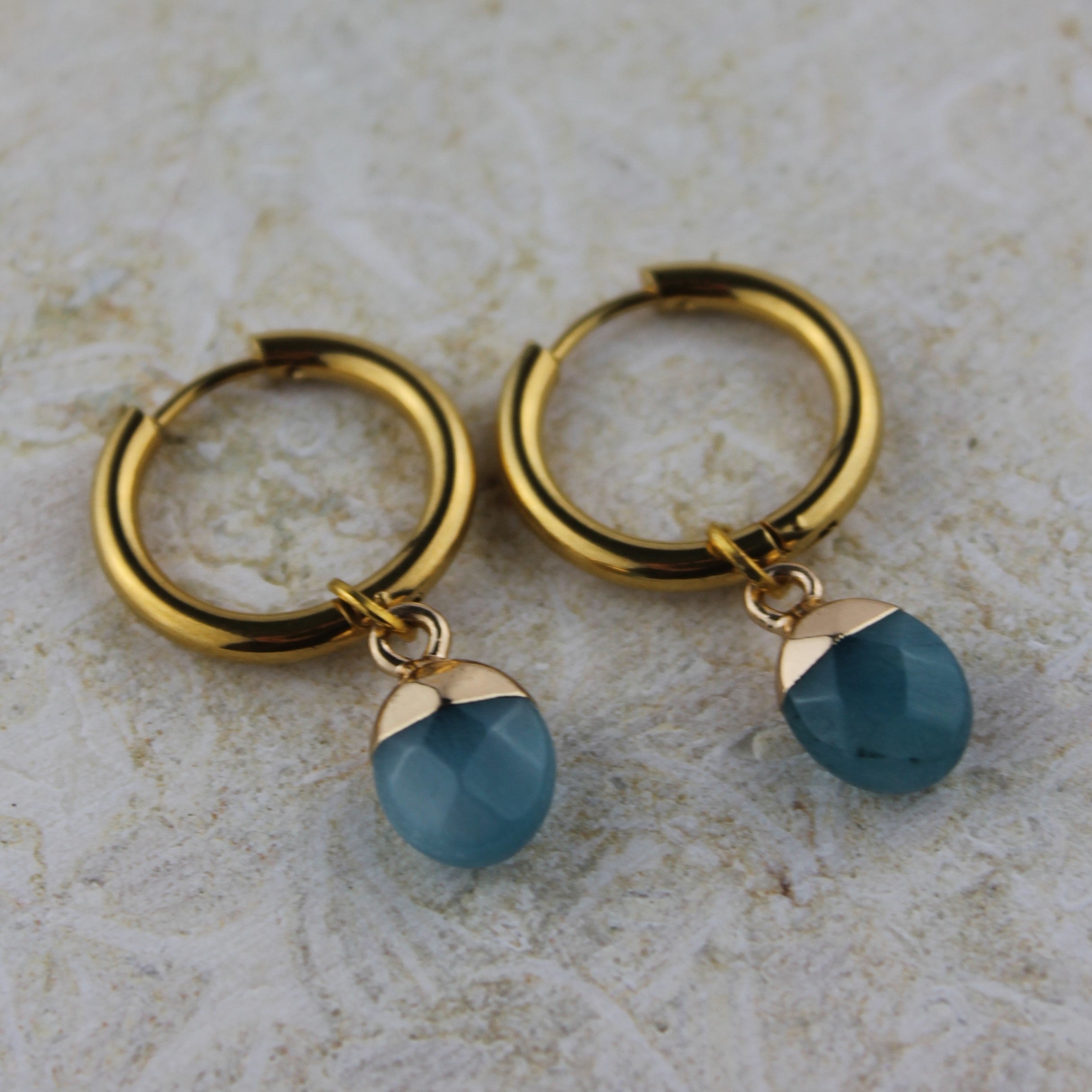 Aventurin Edelsteinohrringe oval goldfarben