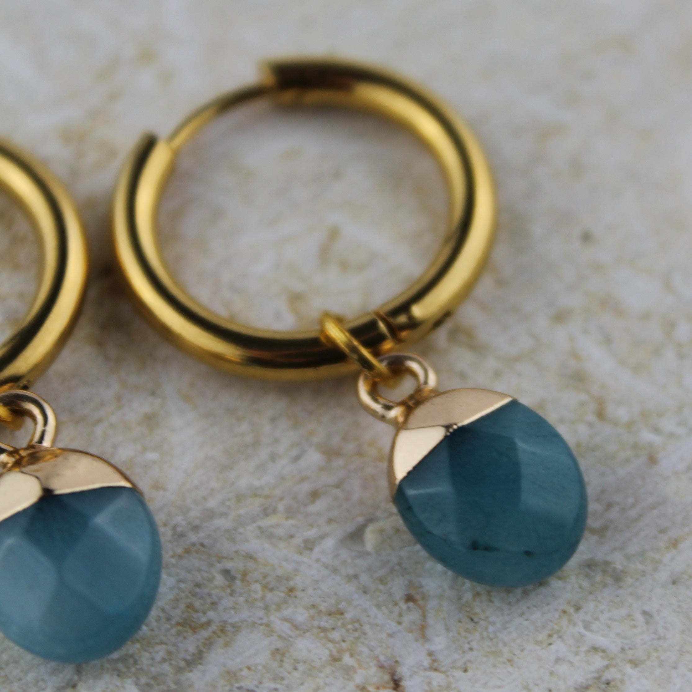 Aventurin Edelsteinohrringe oval goldfarben