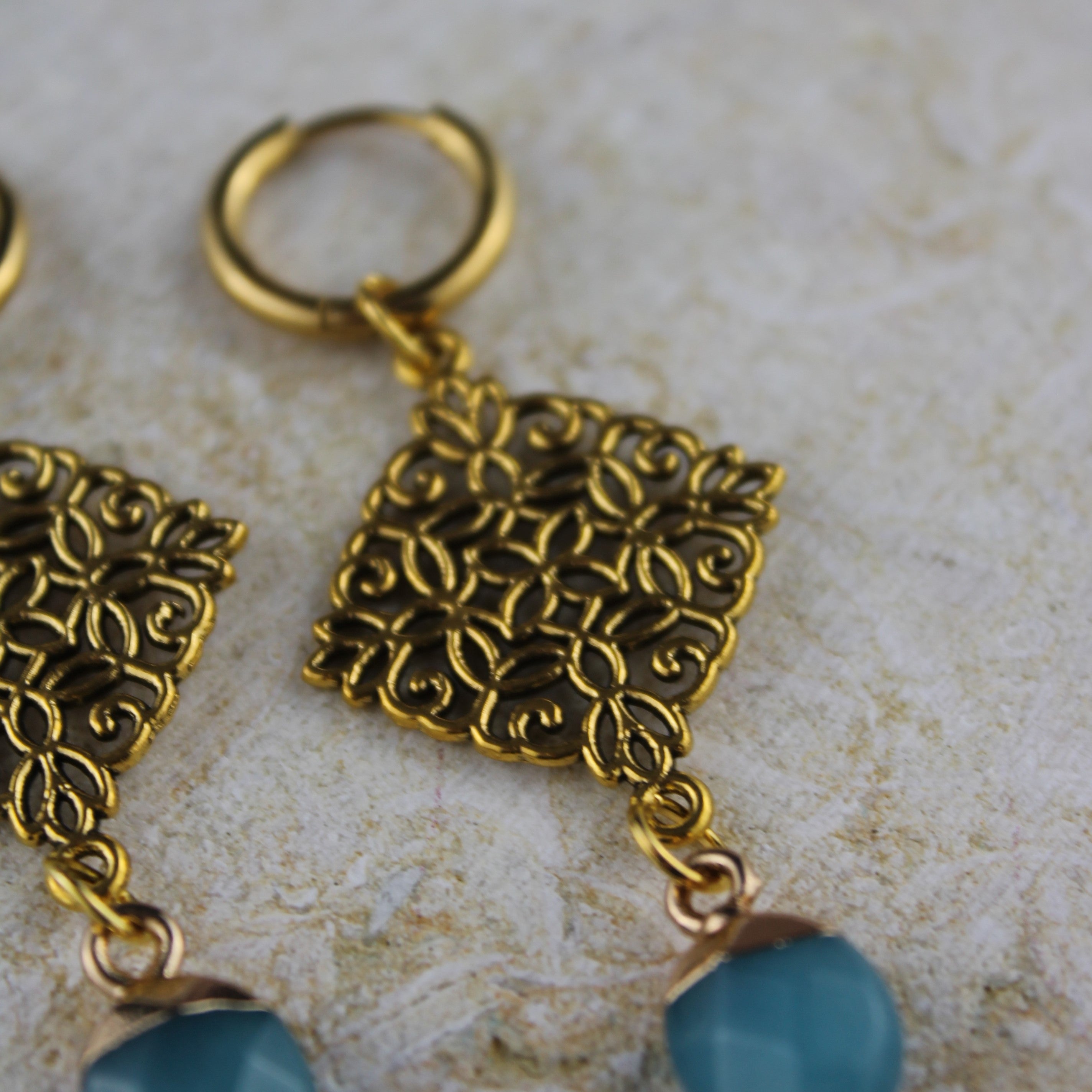 FLORA Ohrringe mit Aventurin goldfarben