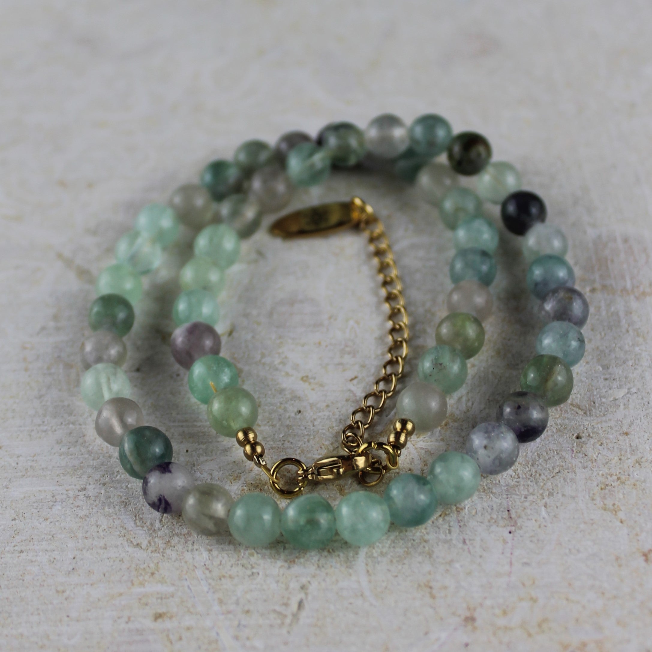 Fluorit Edelstein Choker Kette goldfarben