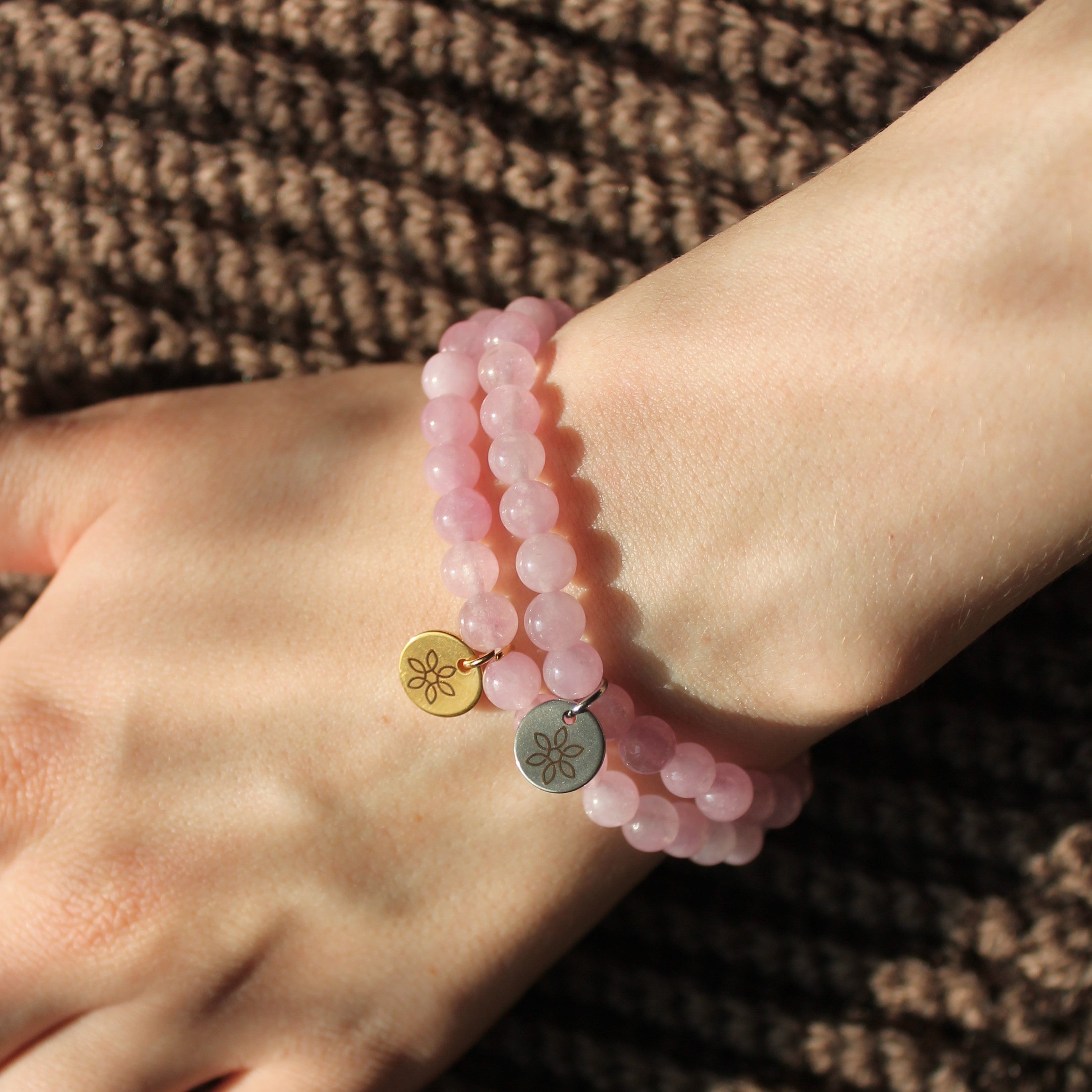 Kunzit Edelsteinarmband gold- oder silberfarben Einheitsgröße 6mm