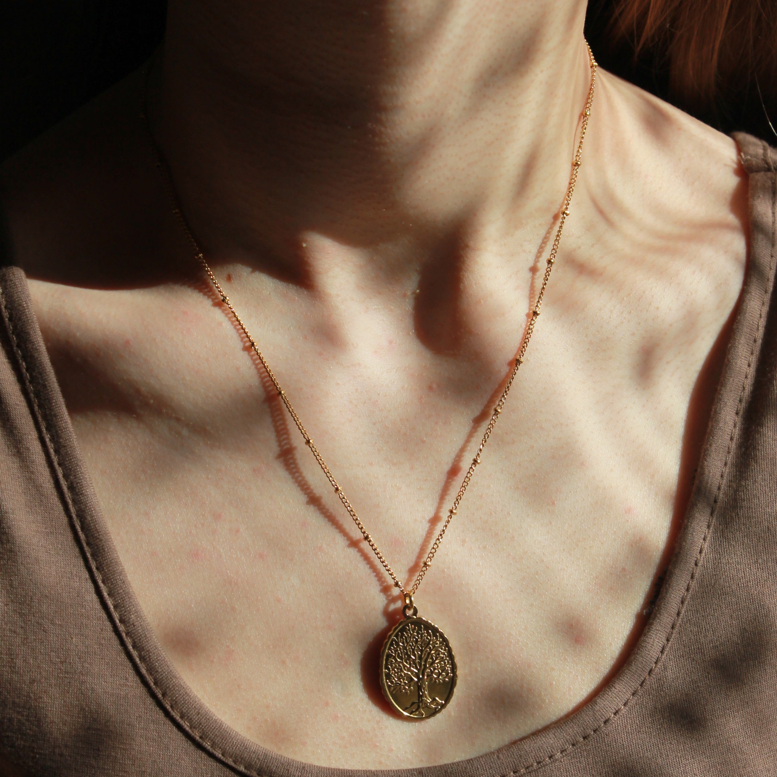 Lebensbaum Anhänger Kette gold- oder silberfarben