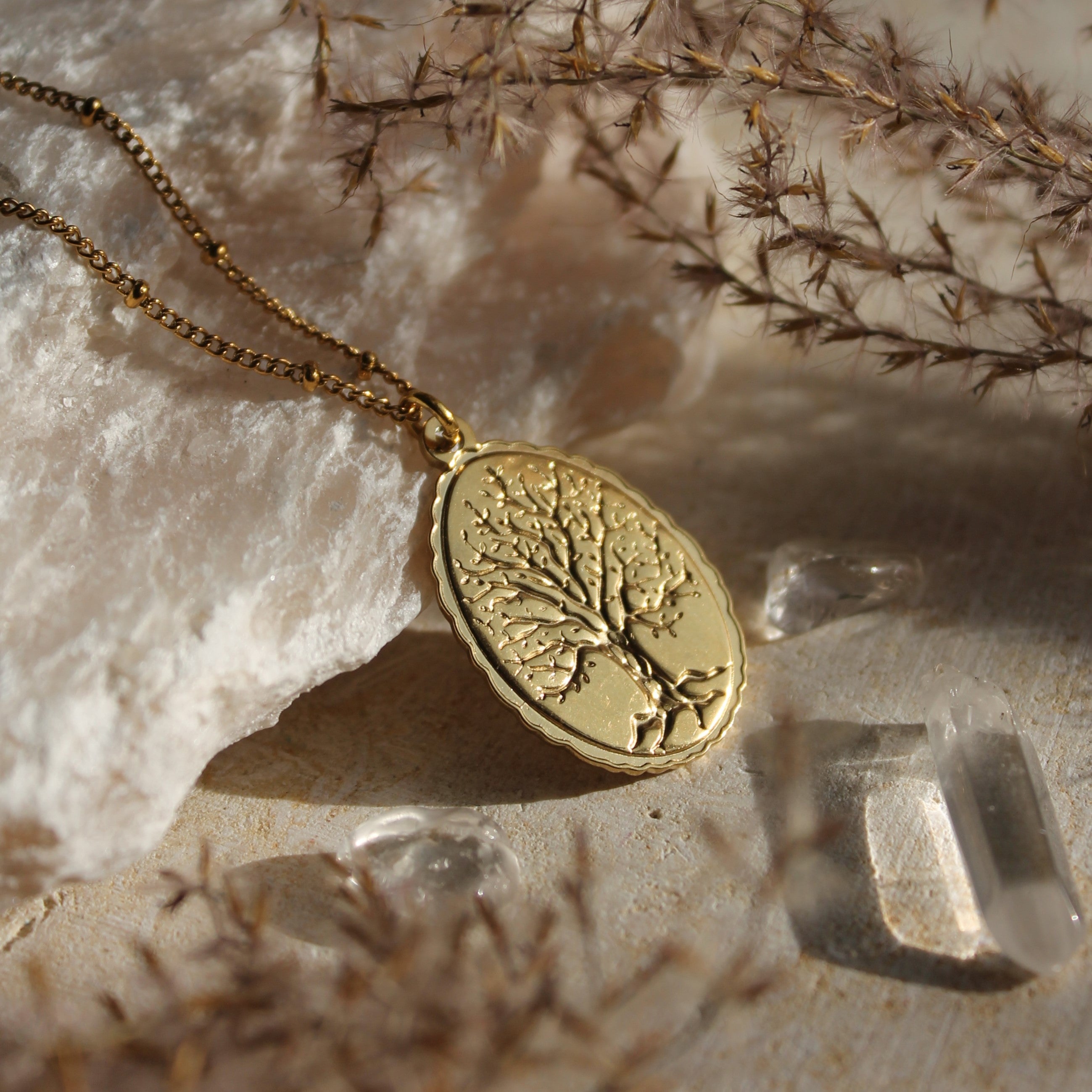 Lebensbaum Anhänger Kette gold- oder silberfarben