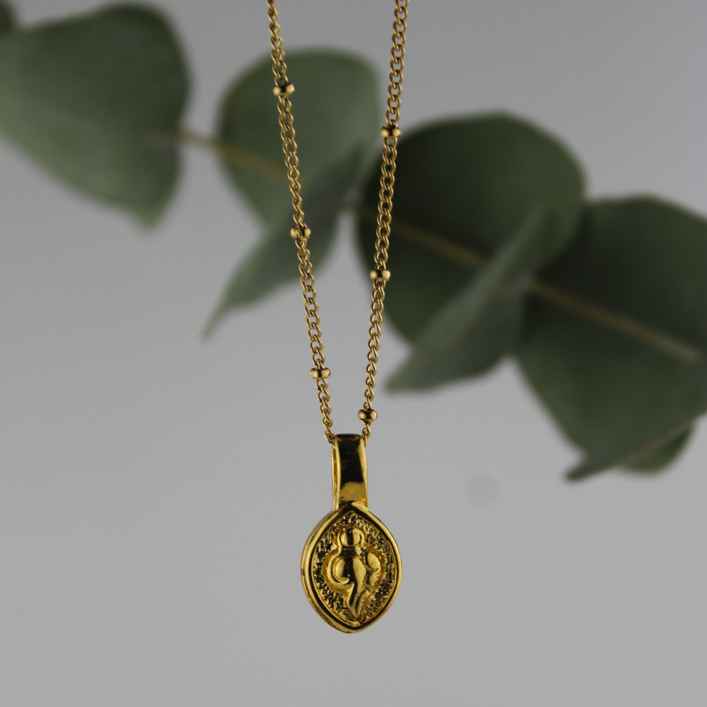 Blumen Medaillon Anhänger Kette goldfarben