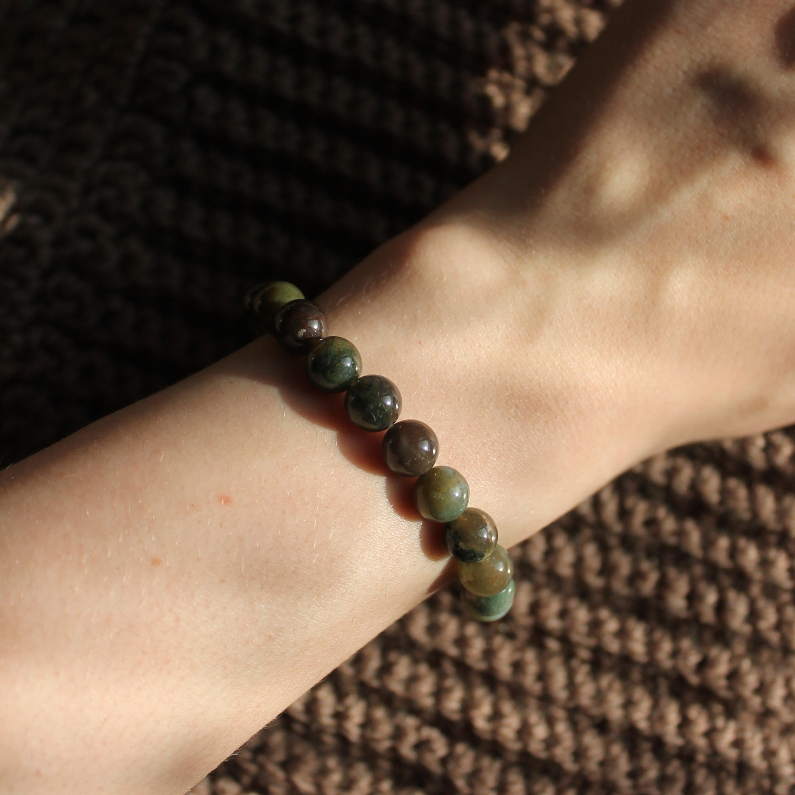 Moosachat Edelsteinarmband gold- oder silberfarben Einheitsgröße