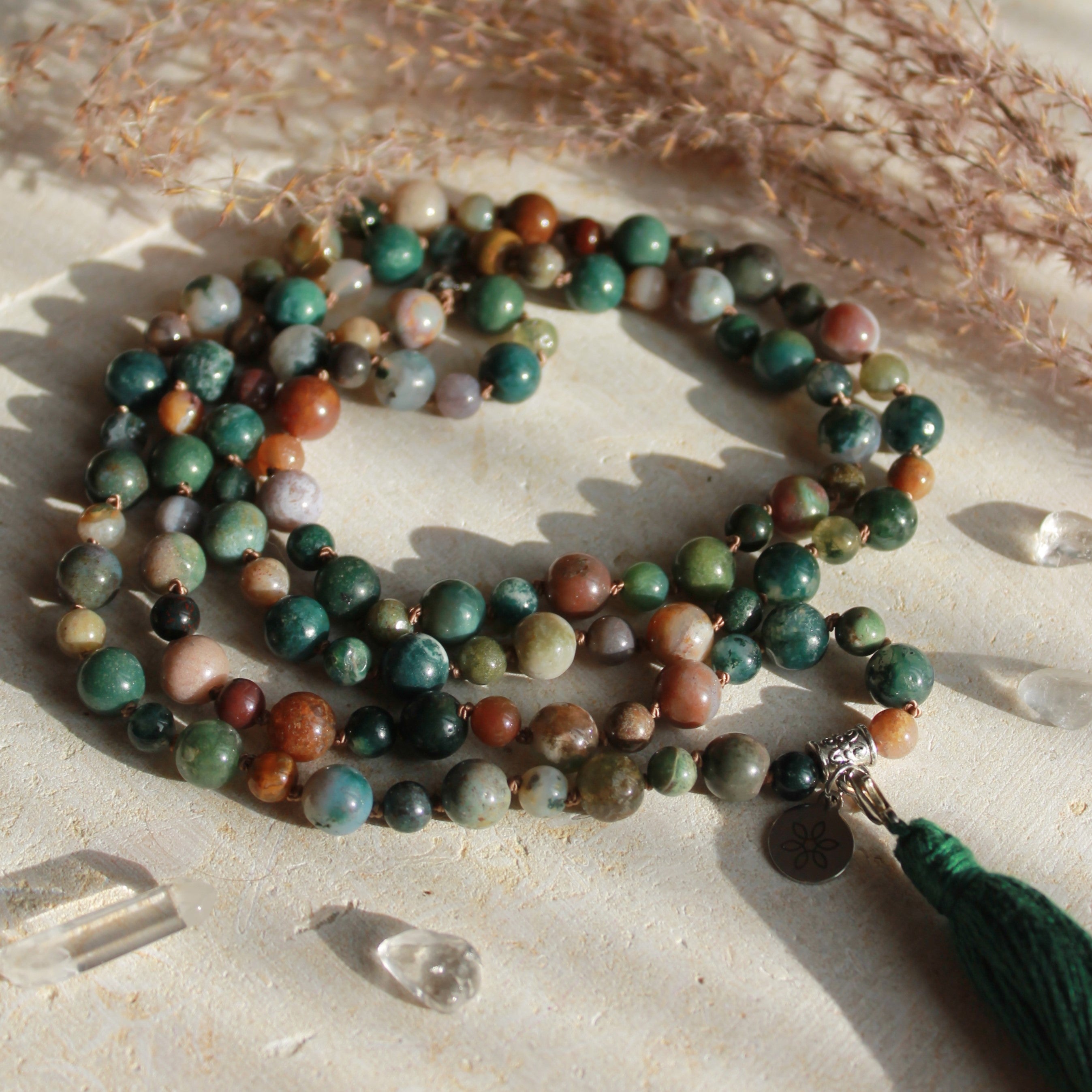 Moosachat Mala silberfarben