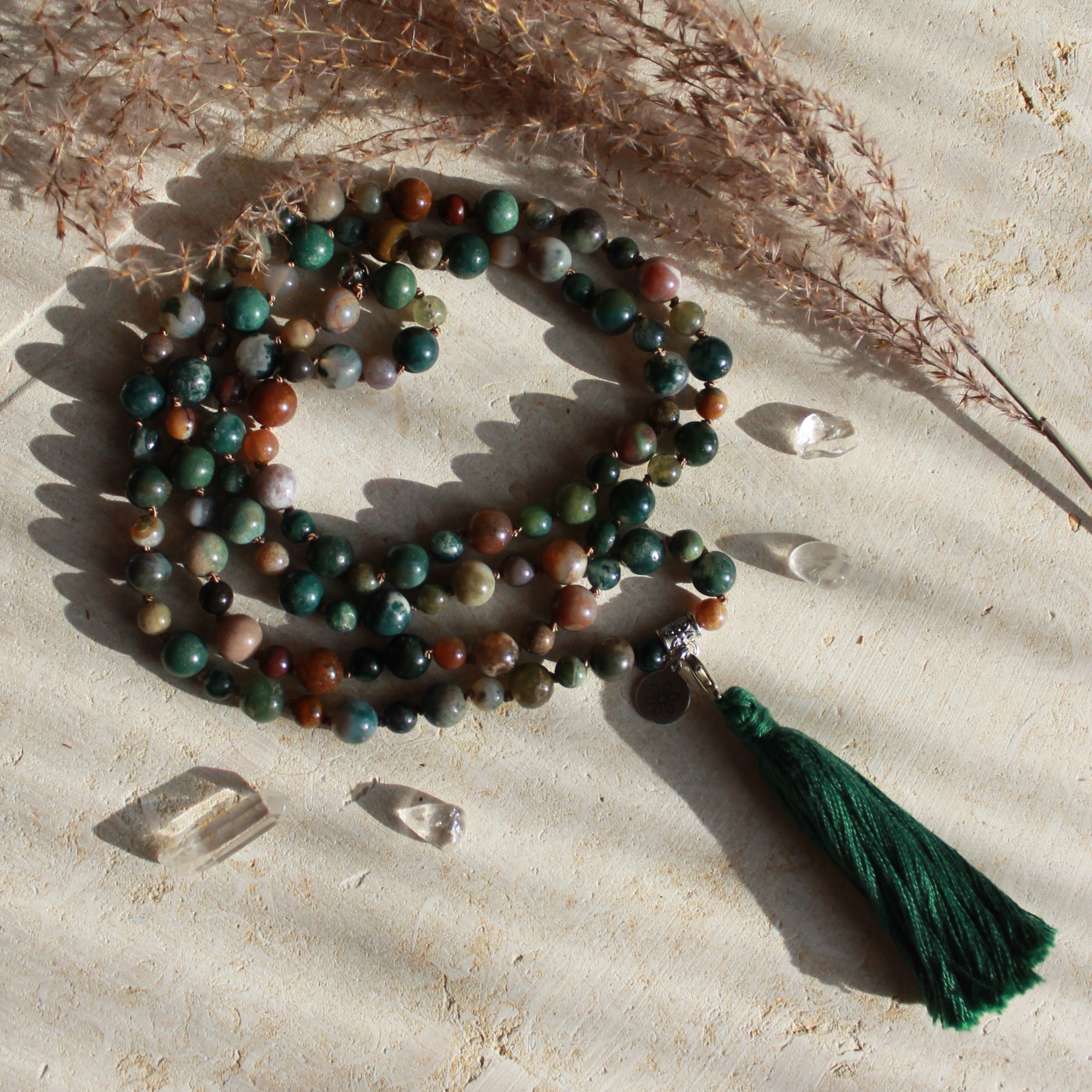 Moosachat Mala silberfarben