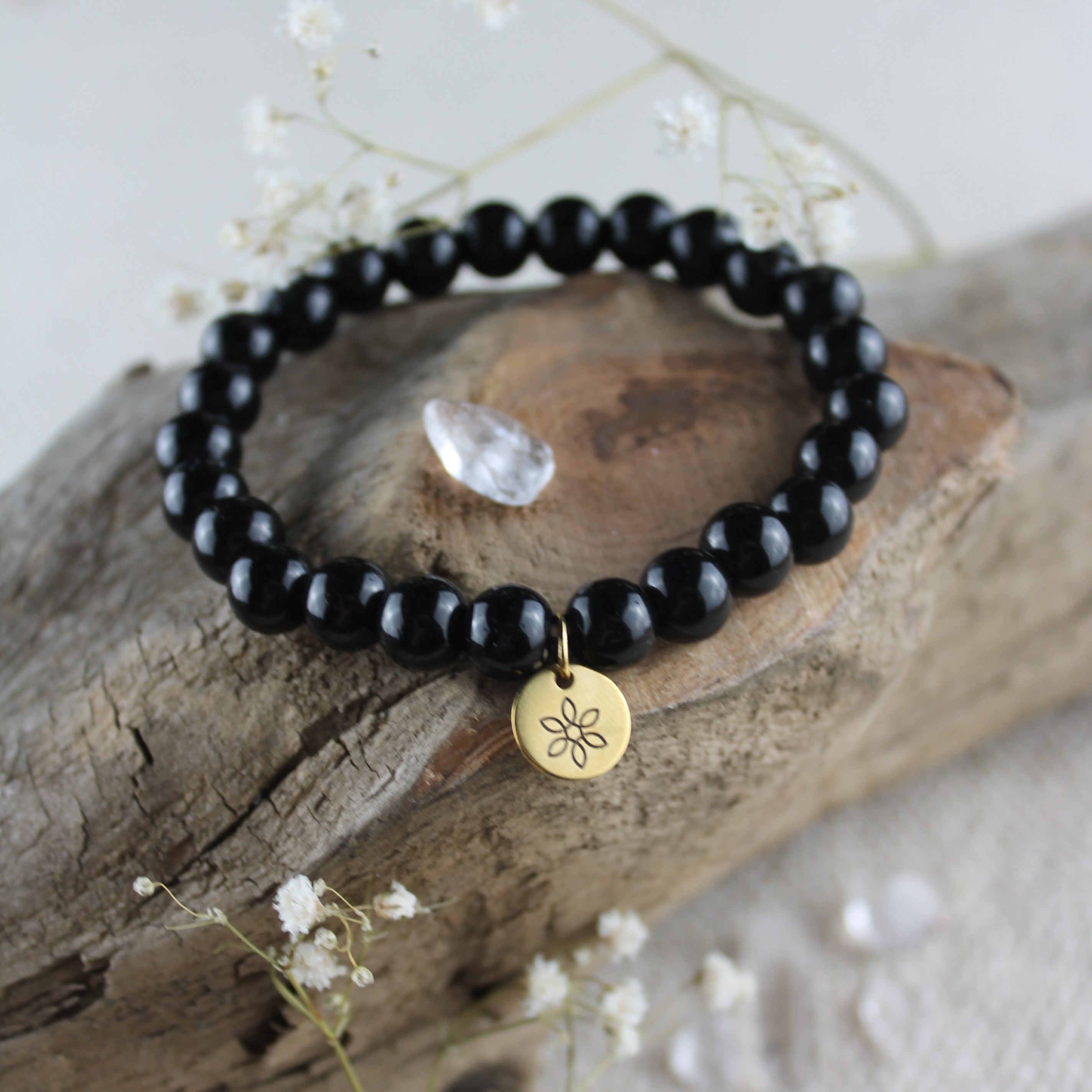 Onyx Edelsteinarmband gold- oder silberfarben Einheitsgröße