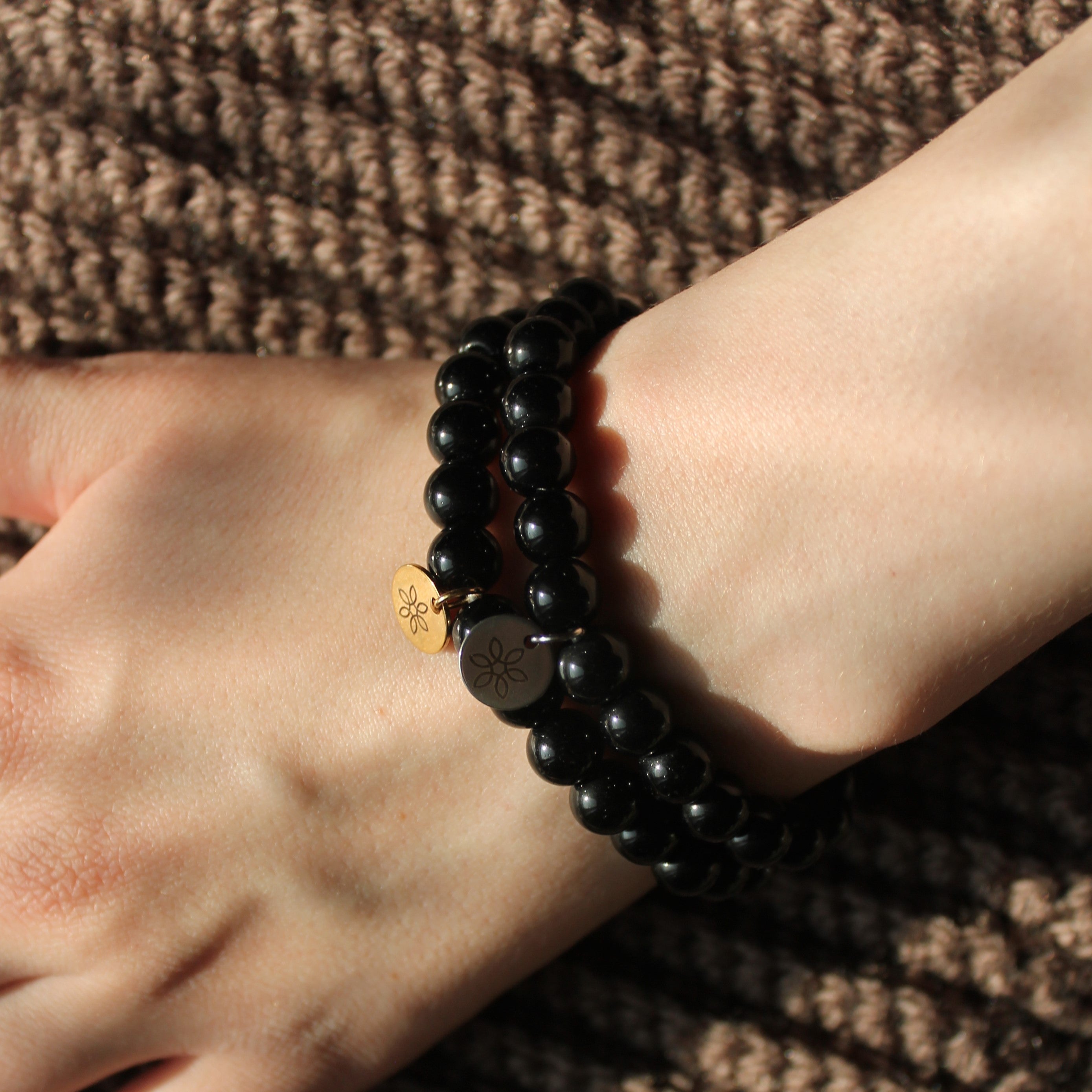 Onyx Edelsteinarmband gold- oder silberfarben Einheitsgröße