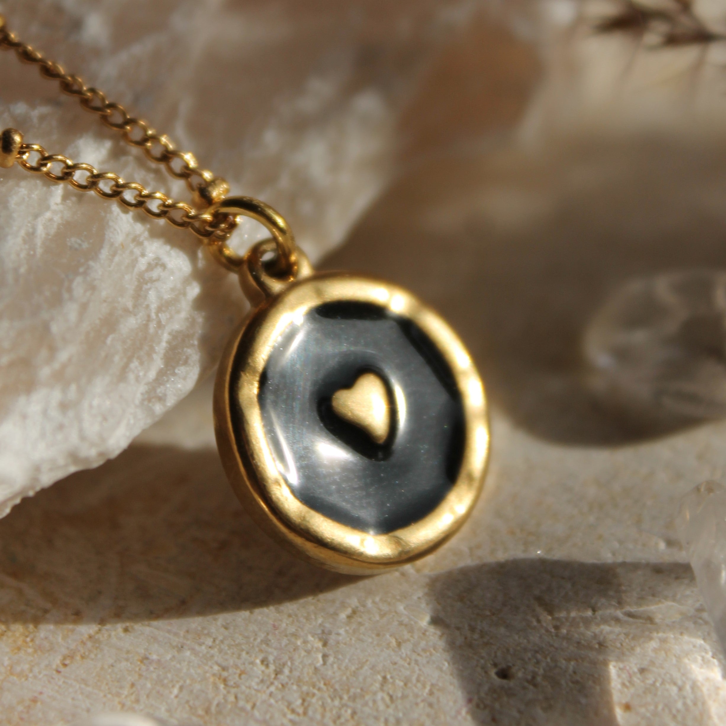 Herz Perlmutt Anhänger Kette goldfarben