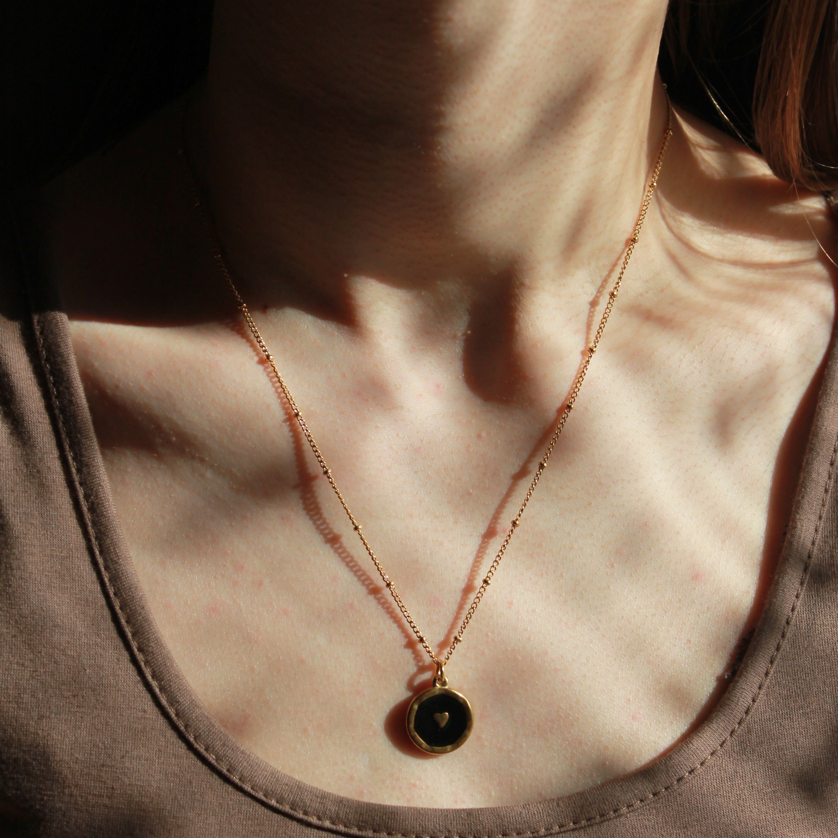 Herz Perlmutt Anhänger Kette goldfarben