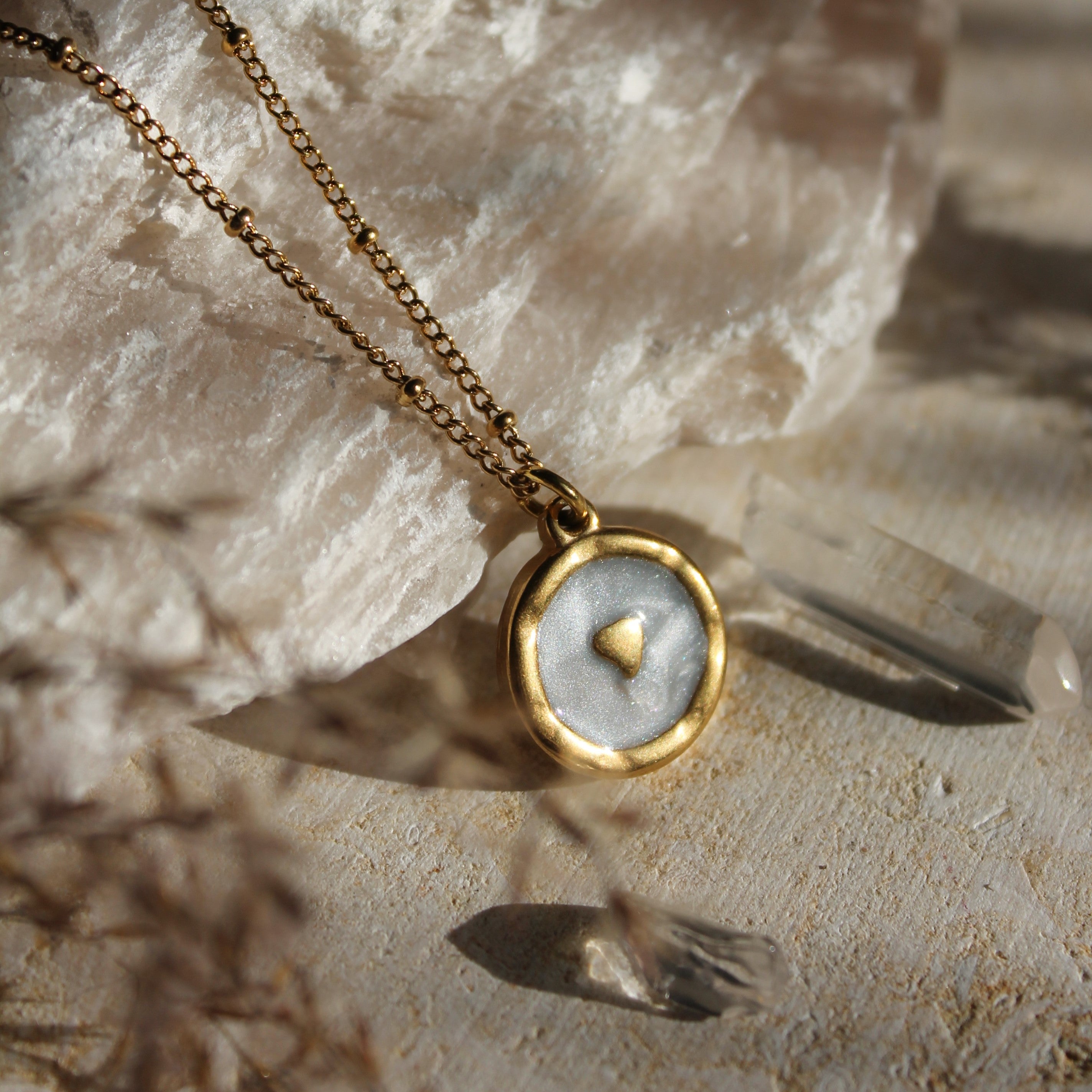 Herz Perlmutt Anhänger Kette goldfarben