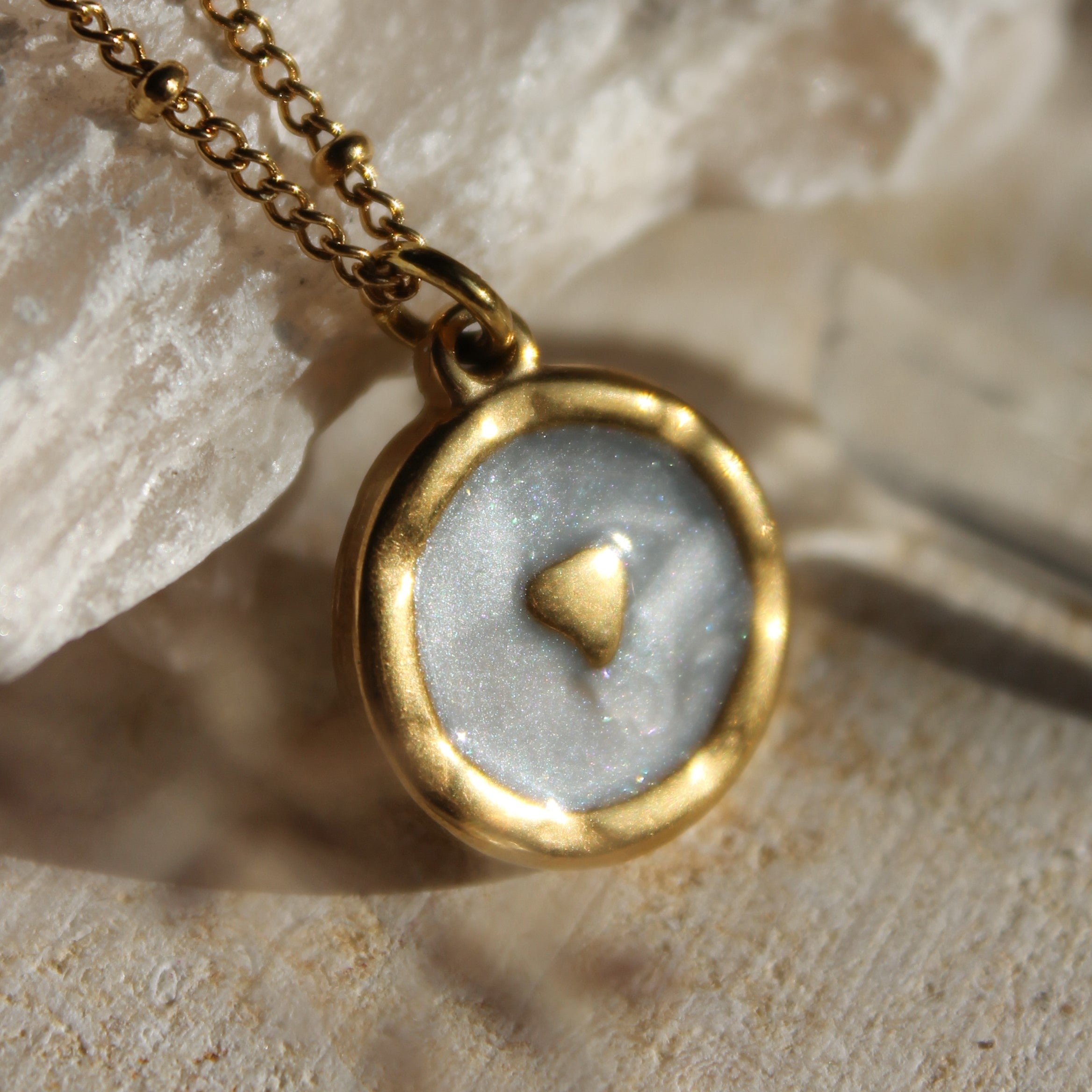 Herz Perlmutt Anhänger Kette goldfarben