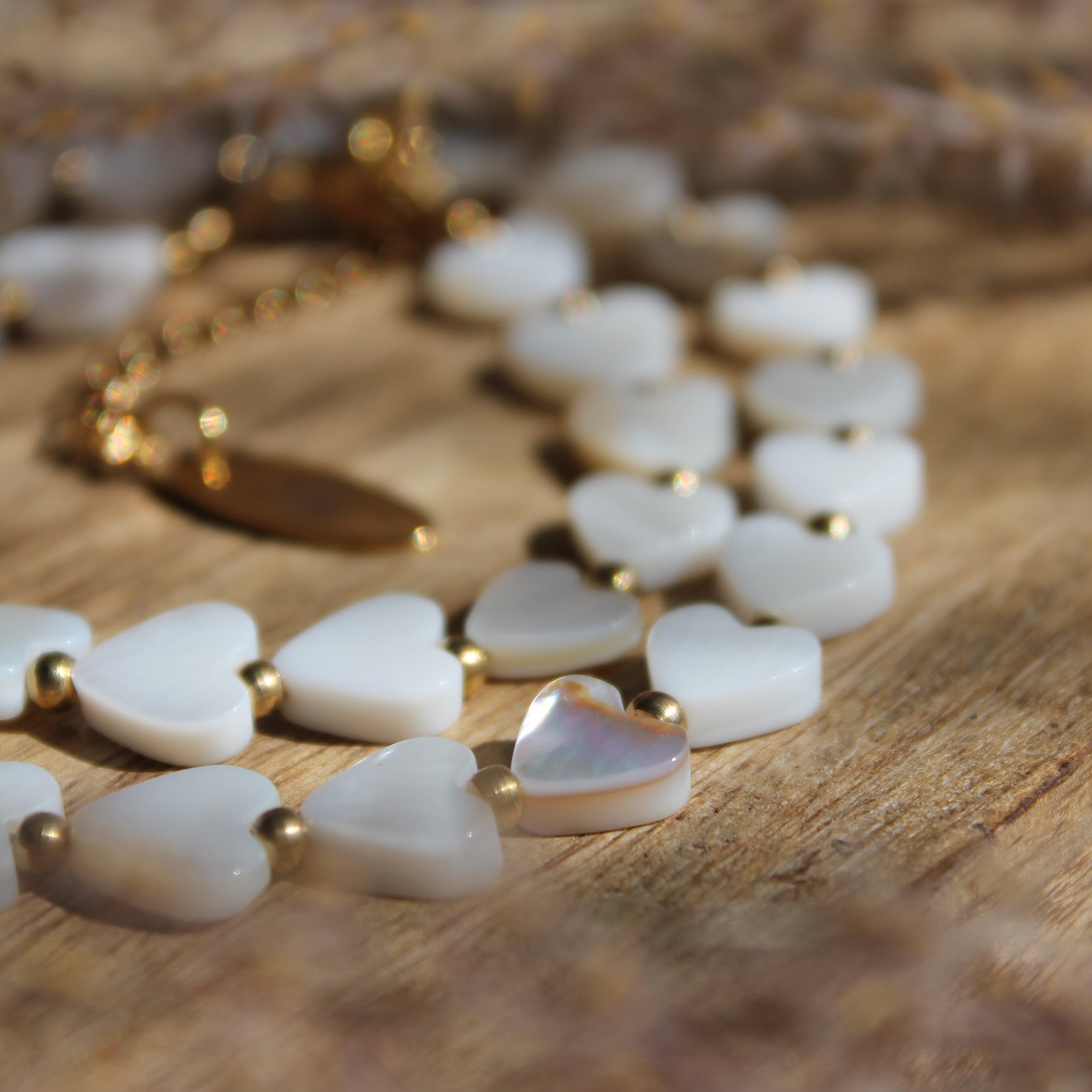 Perlmutt Herzen Choker Kette goldfarben