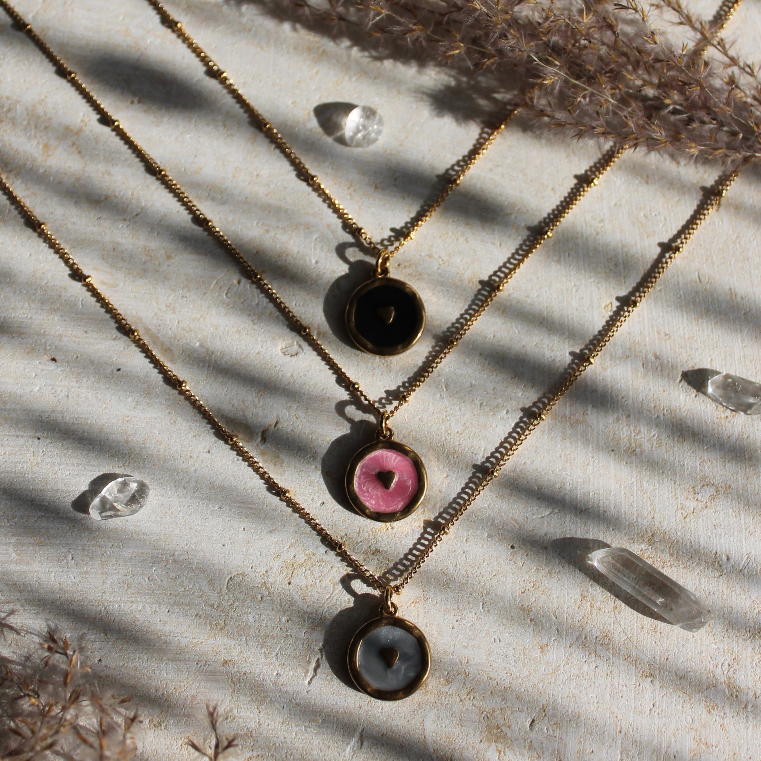 Herz Perlmutt Anhänger Kette goldfarben