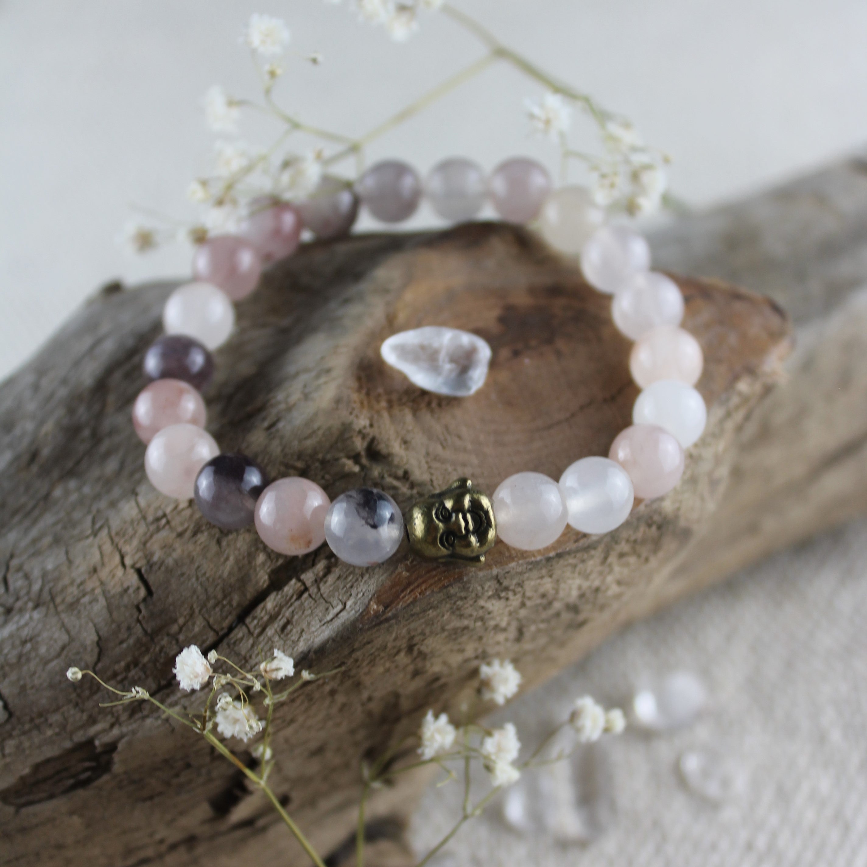 Sonnenstein Edelsteinarmband mit Hotei goldfarben