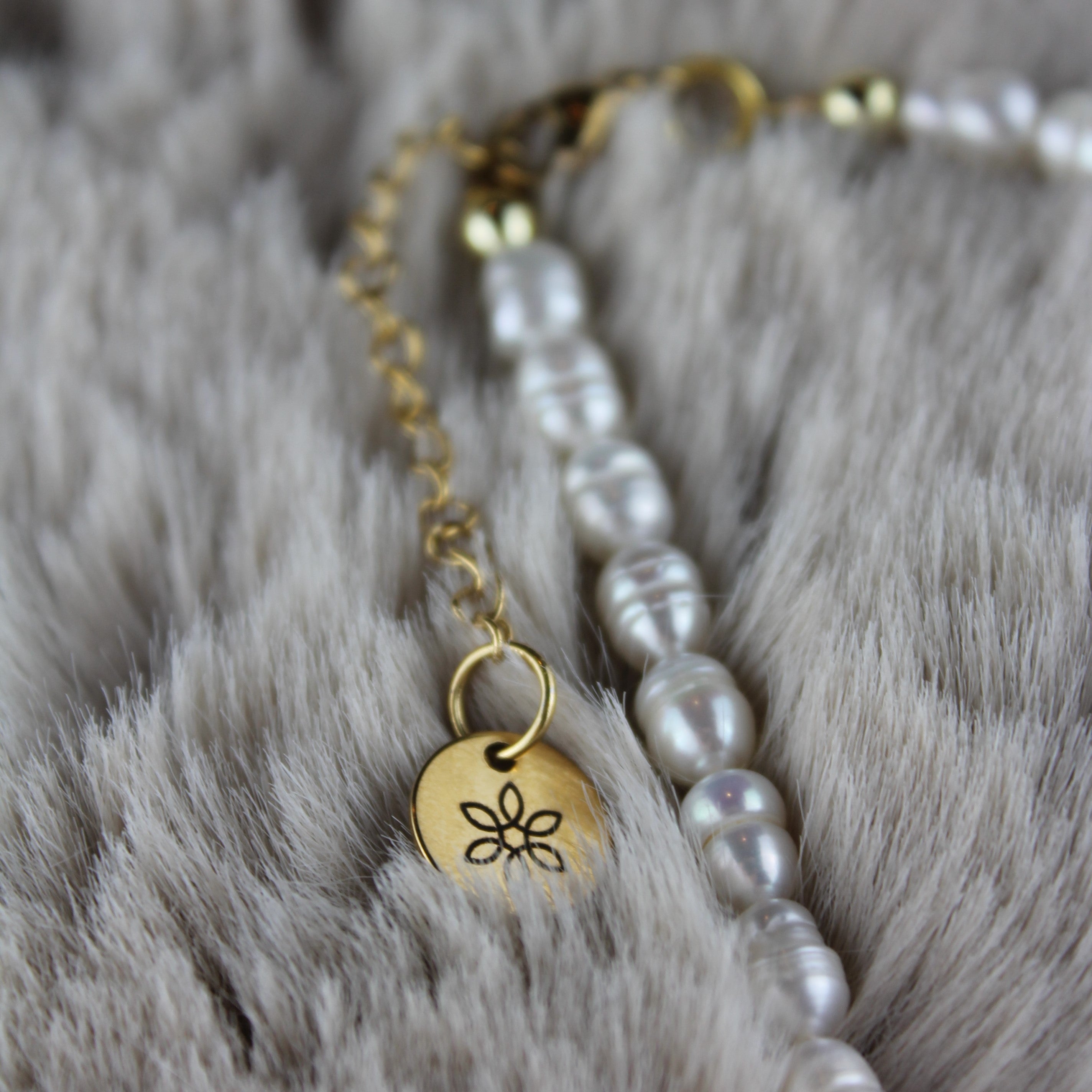 Süßwasserperlen Choker Kette mit Messingperlen goldfarben