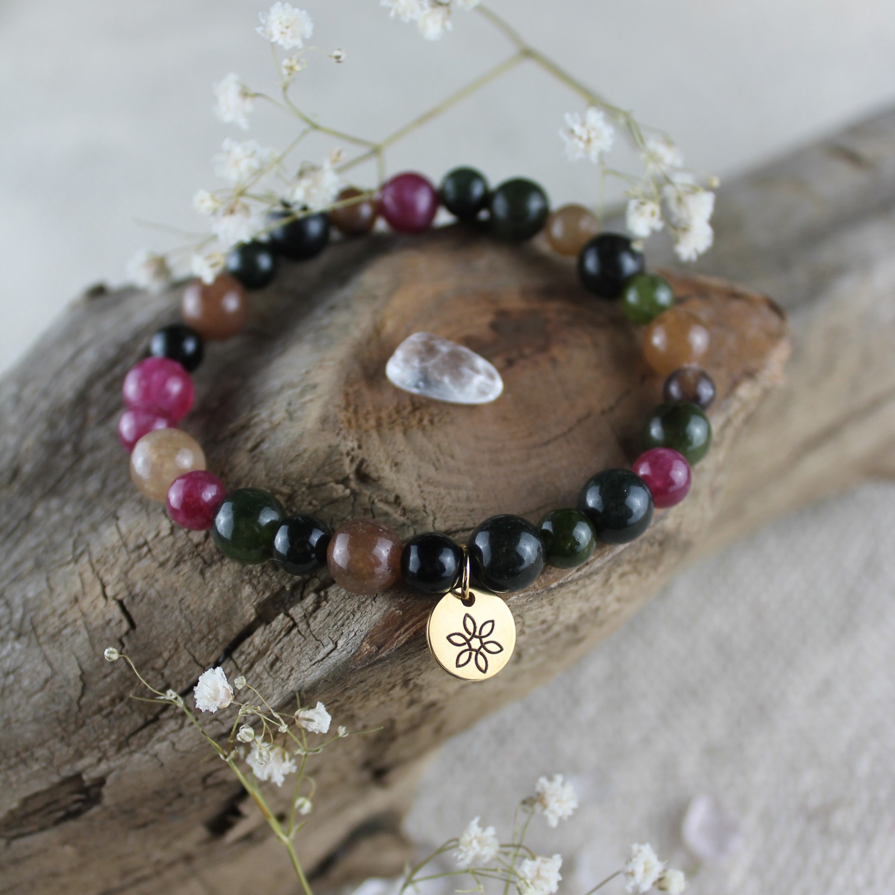 Turmalin Edelsteinarmband goldfarben