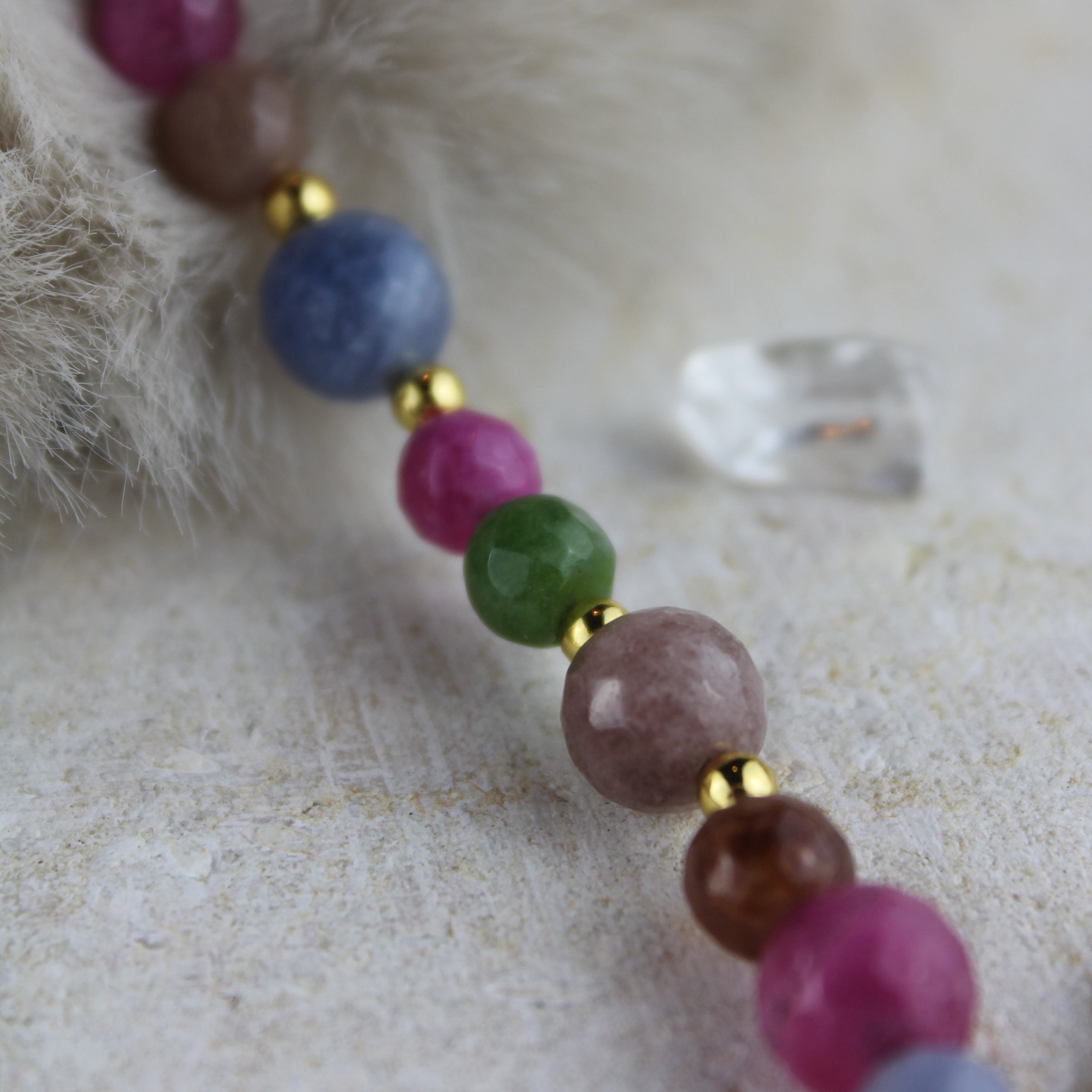 Turmalin facettiert Choker Kette Hämatit goldfarben