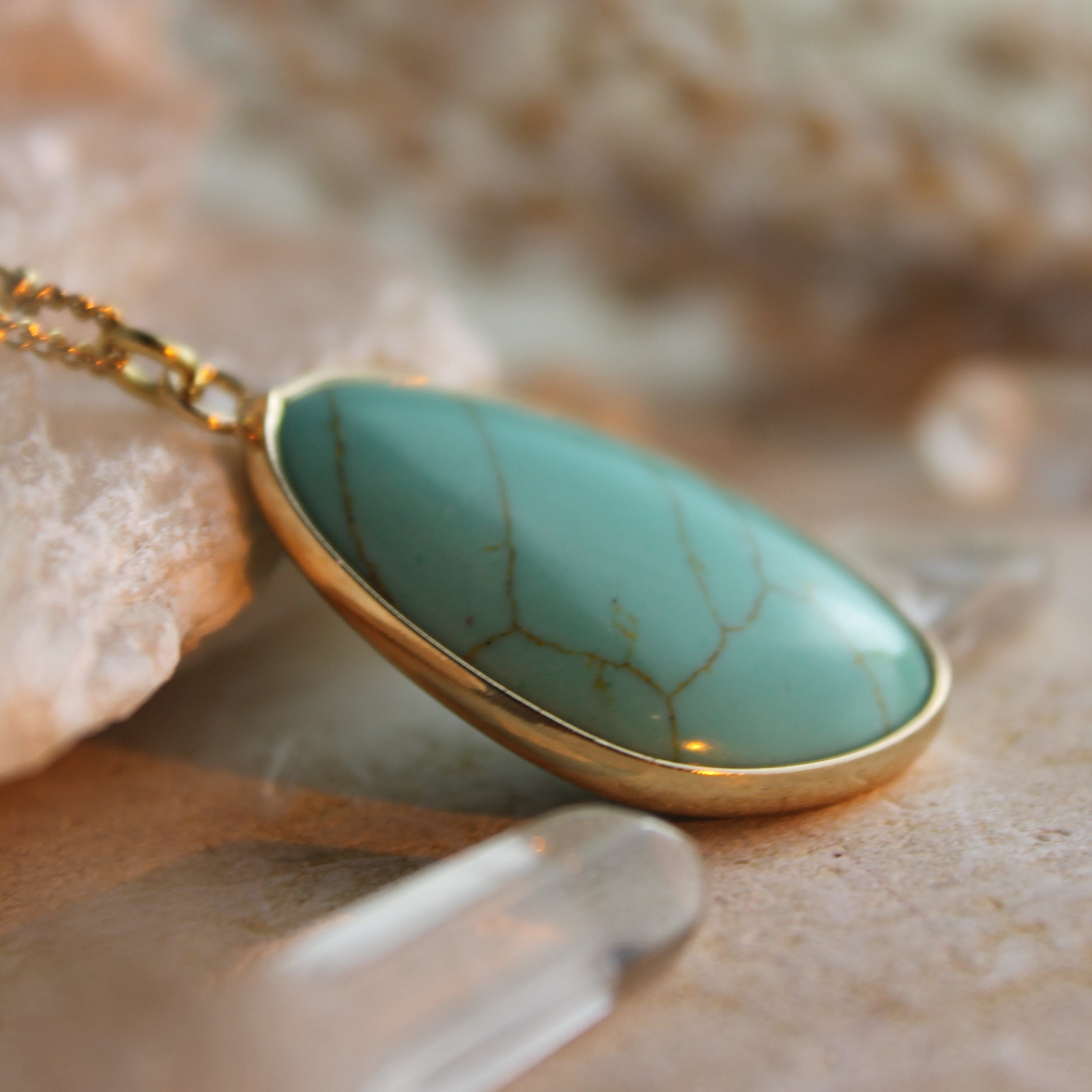 Türkis VELENA Edelsteinanhänger Kette goldfarben