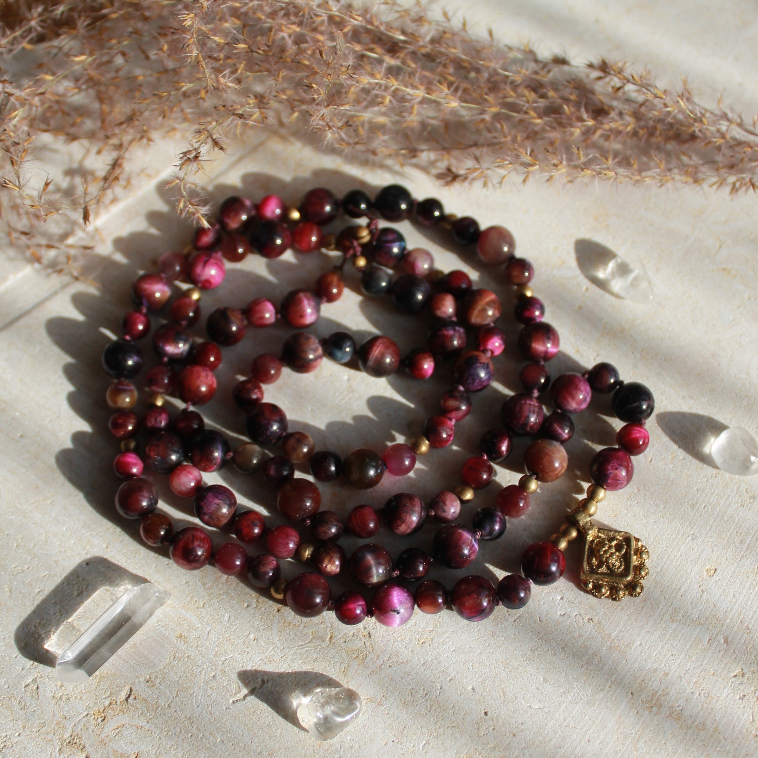 Pinker Tigerauge Mala goldfarben