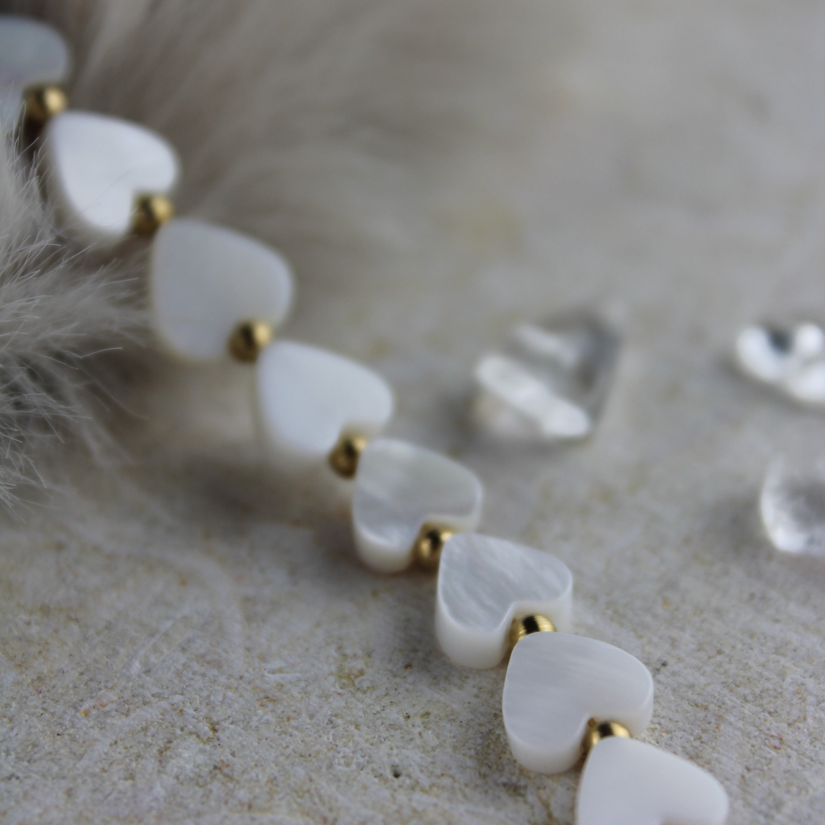 Perlmutt Herzen Choker Kette goldfarben