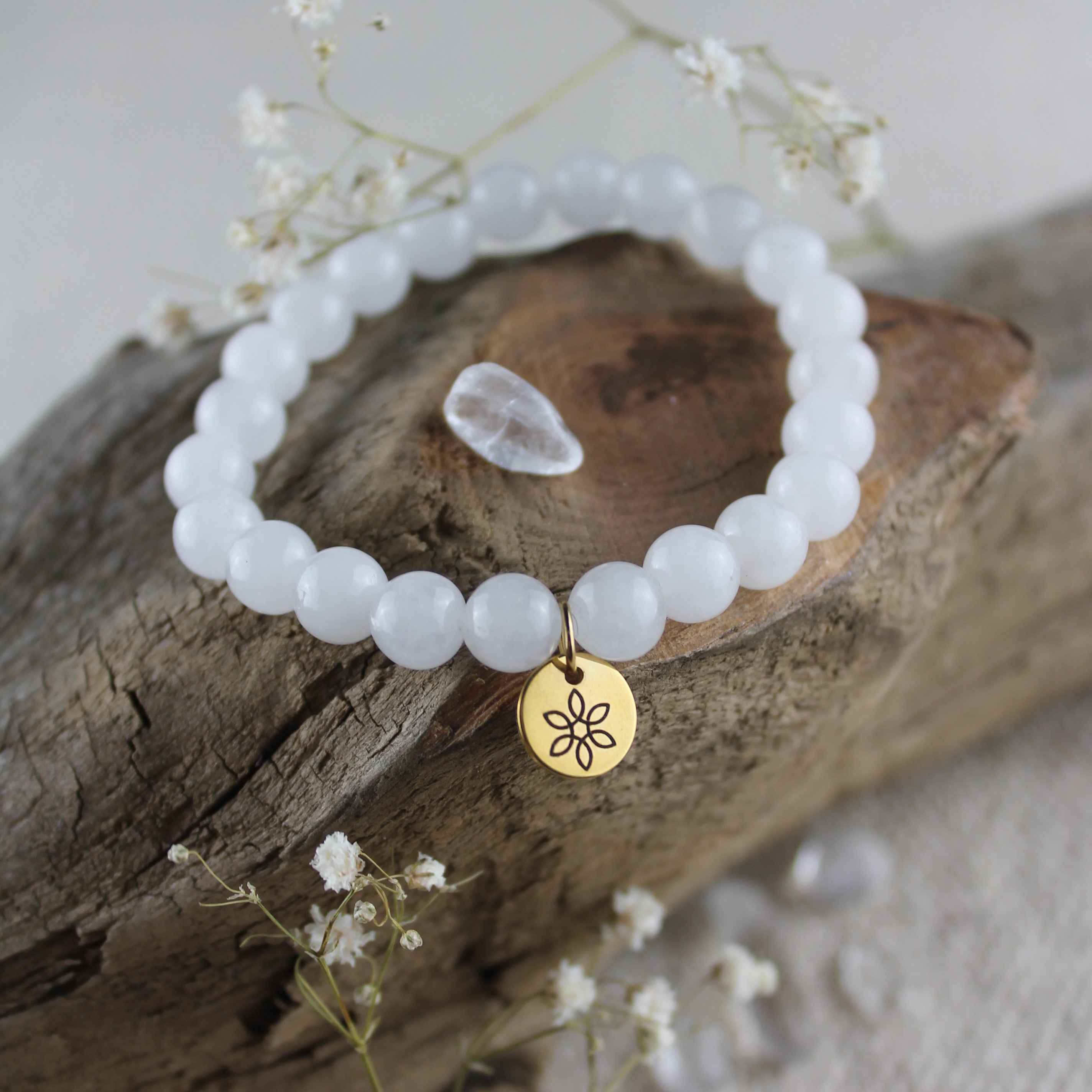 Selenit Edelsteinarmband gold- oder silberfarben Einheitsgröße