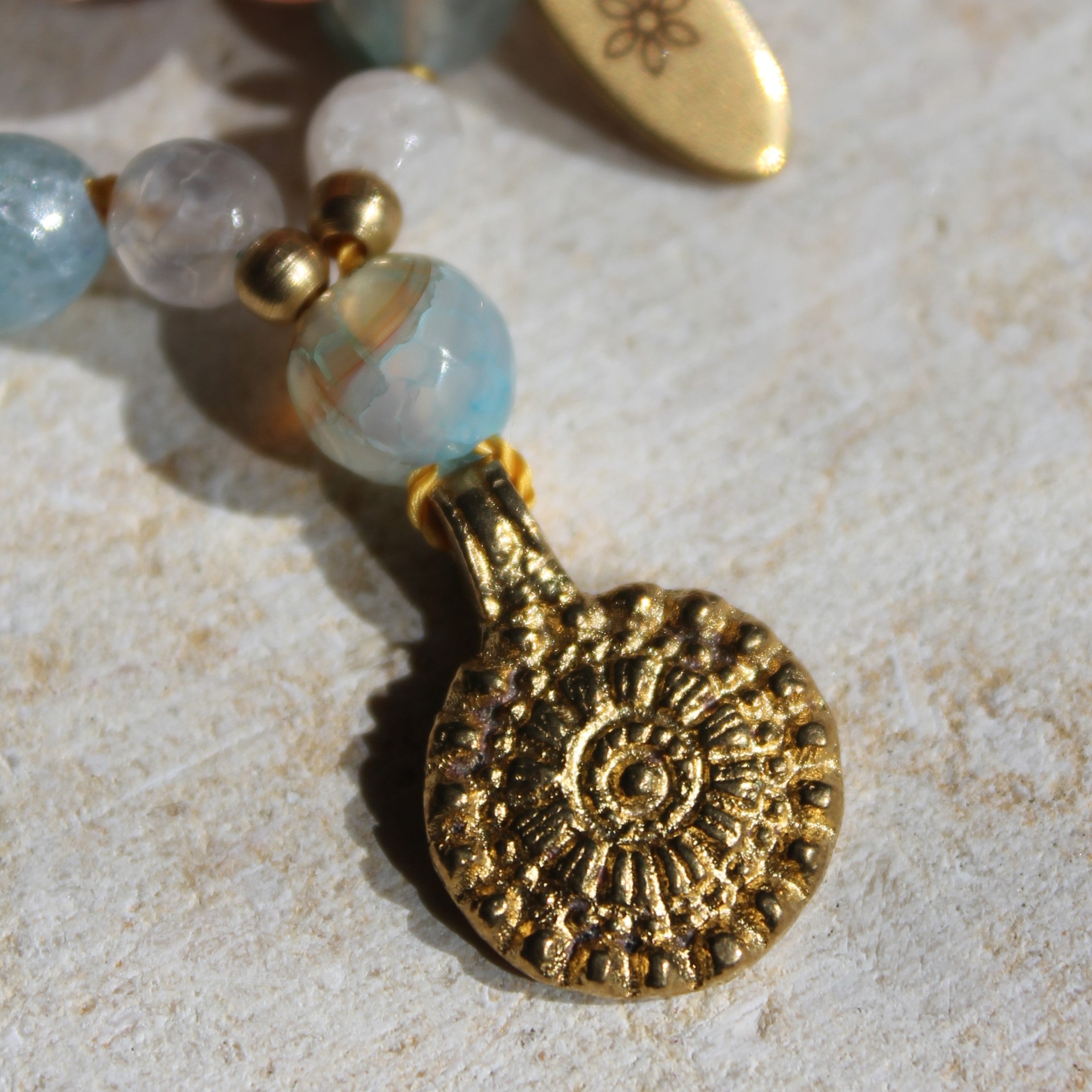 Achat, Citrin, Sonnenstein Mala goldfarben