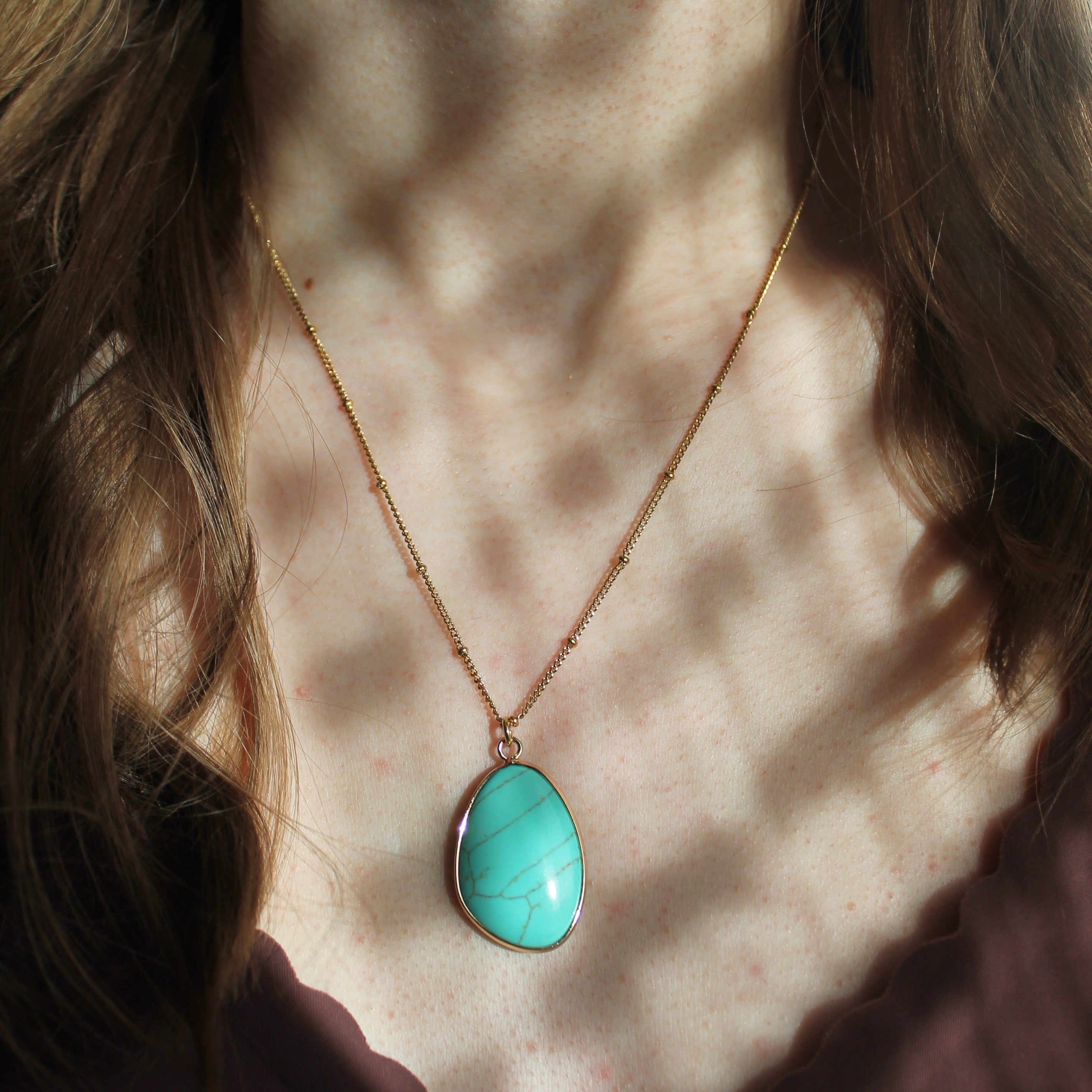 Türkis VELENA Edelsteinanhänger Kette goldfarben