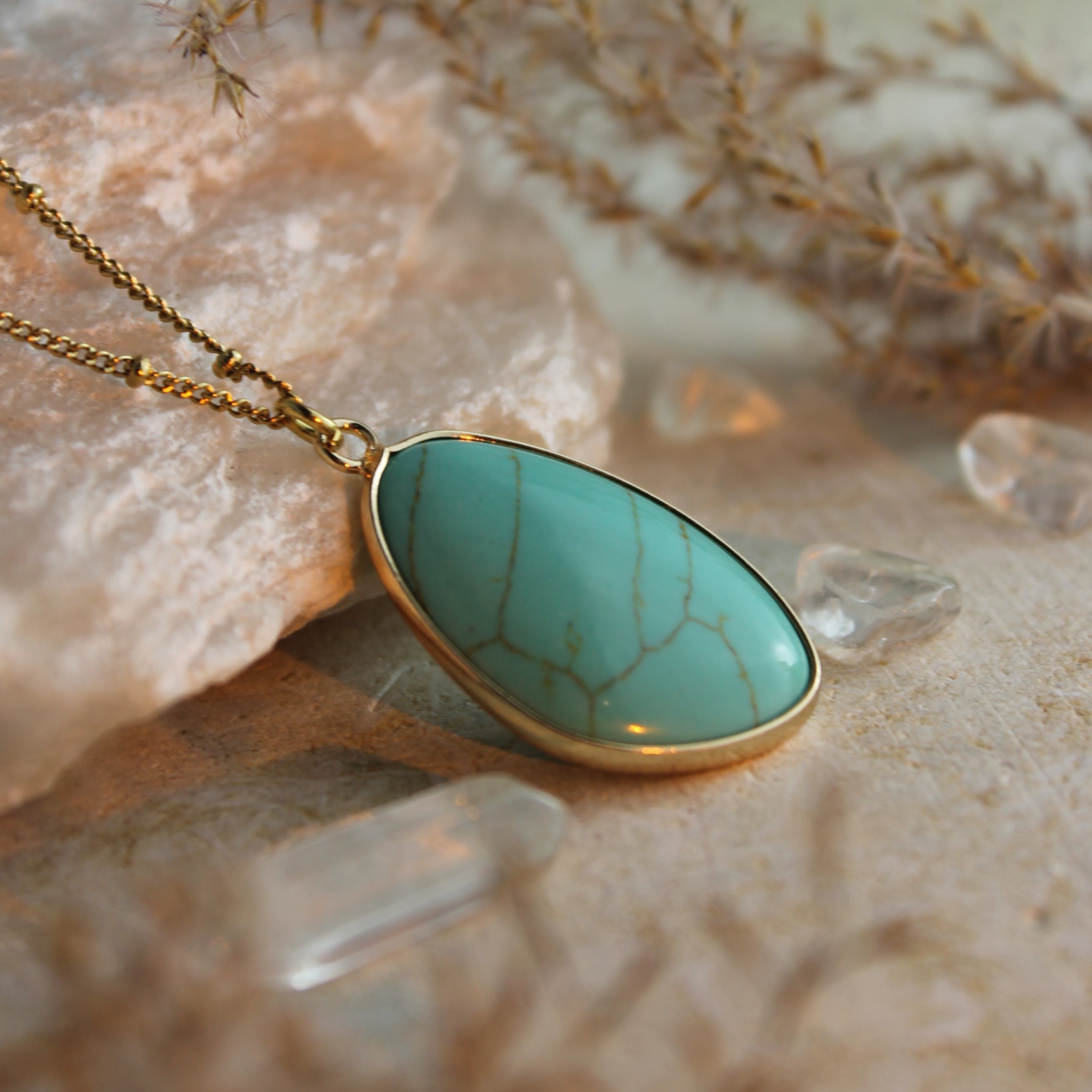 Türkis VELENA Edelsteinanhänger Kette goldfarben