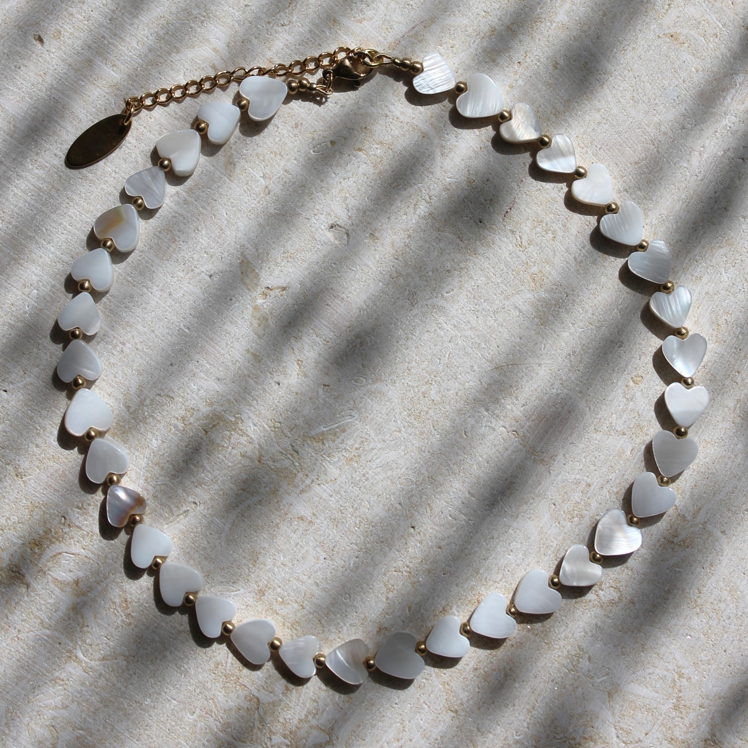 Perlmutt Herzen Choker Kette goldfarben
